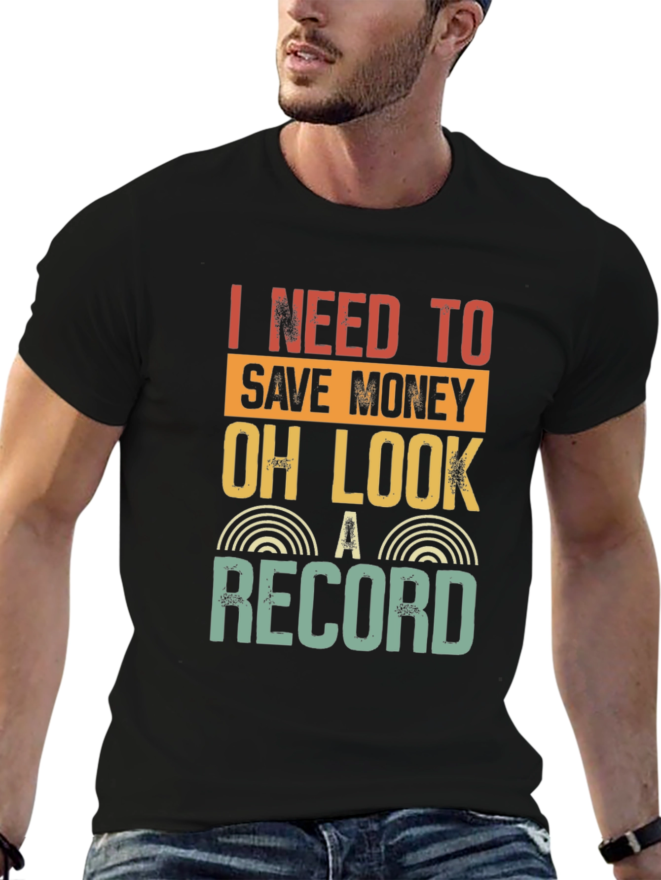 Black Funny Record Collector T-Shirt - I Need To Save Money view 6