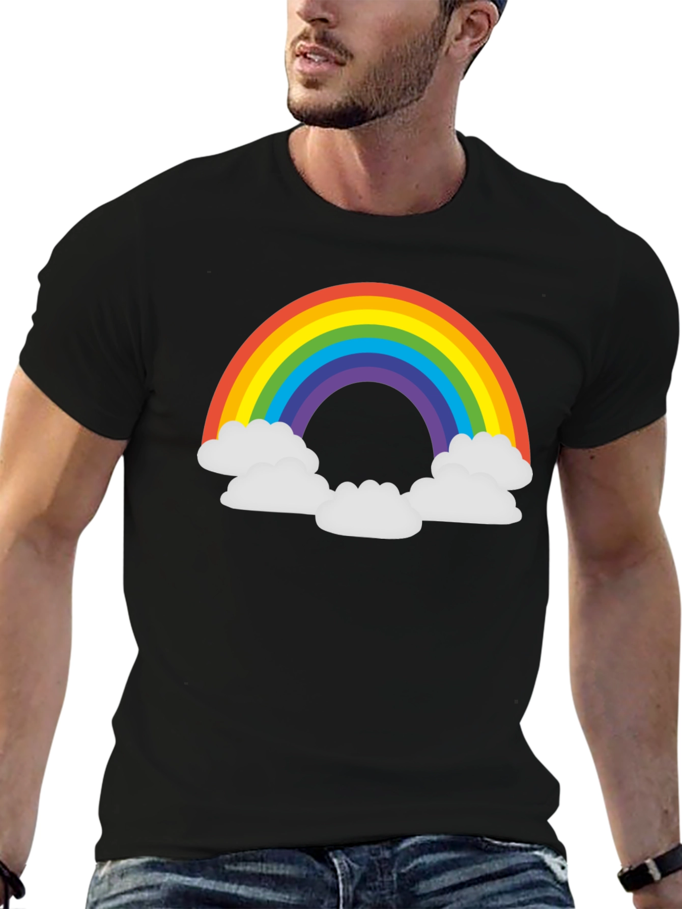 Black Rainbow Cloud T-Shirt - Black Graphic Tee view 6