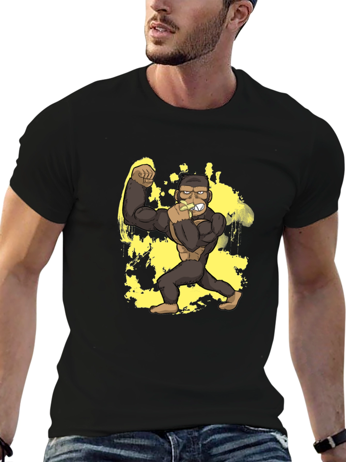 Black Gorilla Banana T-Shirt - Black Graphic Tee view 6