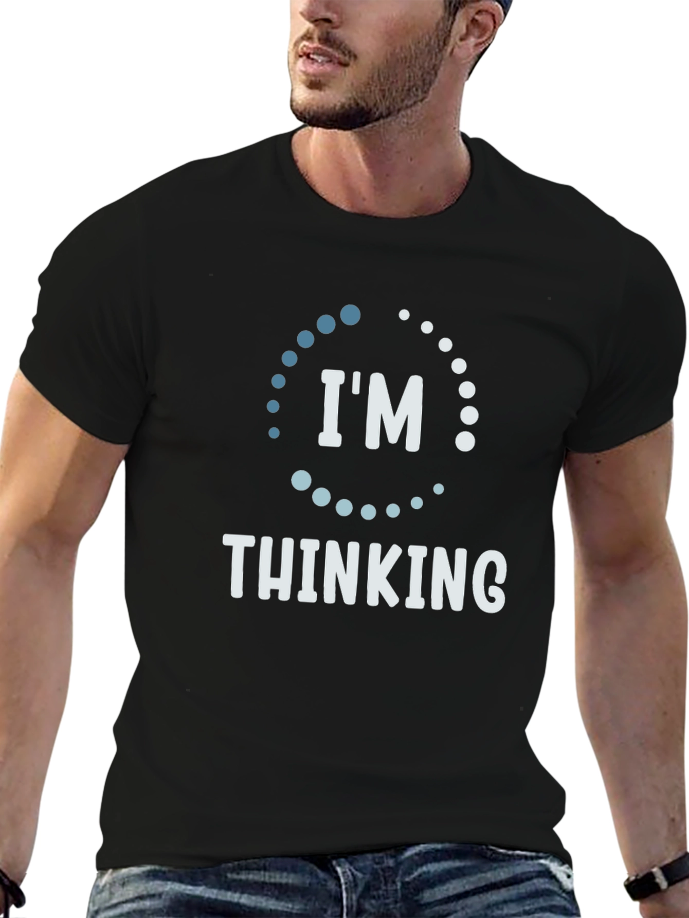 Black I'm Thinking Funny Graphic T-Shirt - Soft Cotton Tee view 6