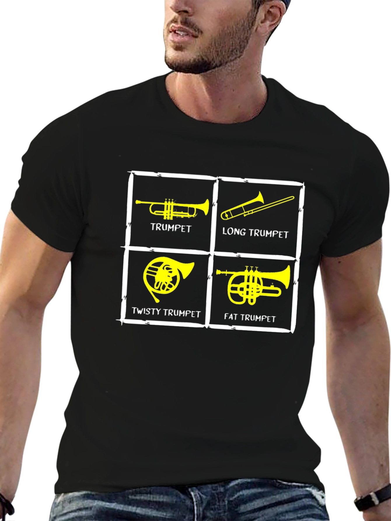 Black Funny Trumpet T-Shirt - Music Instrument Humor Tee view 6