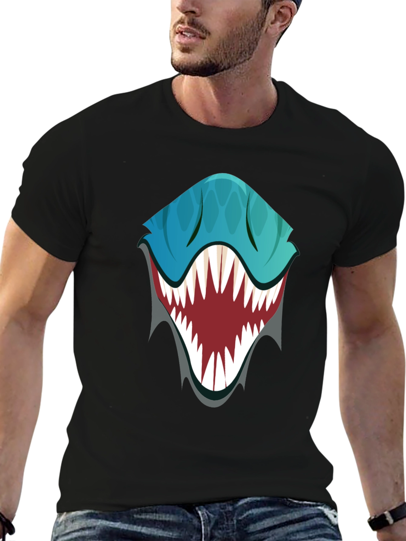 Black Monster Mouth Graphic Tee - Black view 6