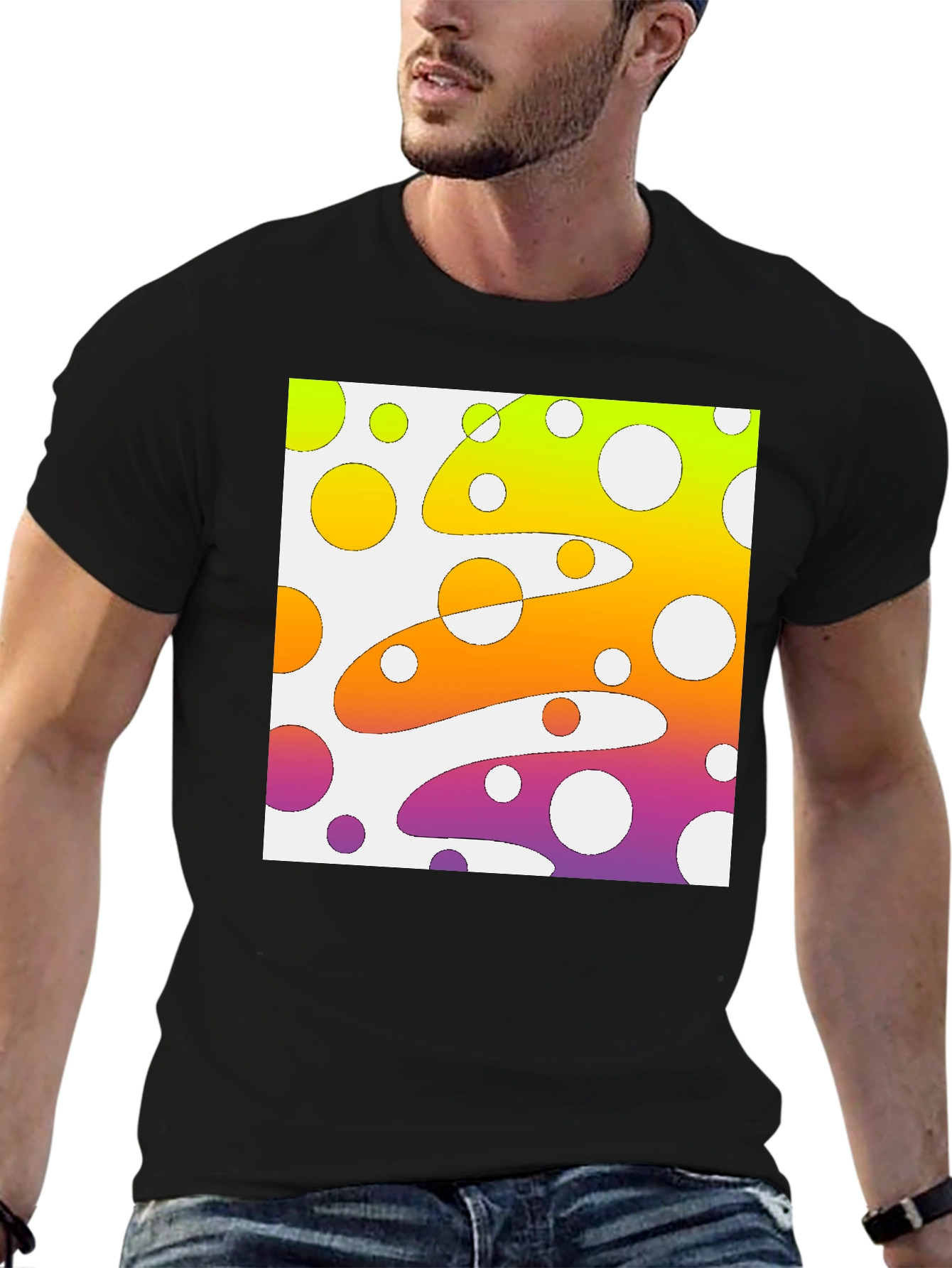 Black Funky Bubble T-Shirt - Groovy Retro Style view 6