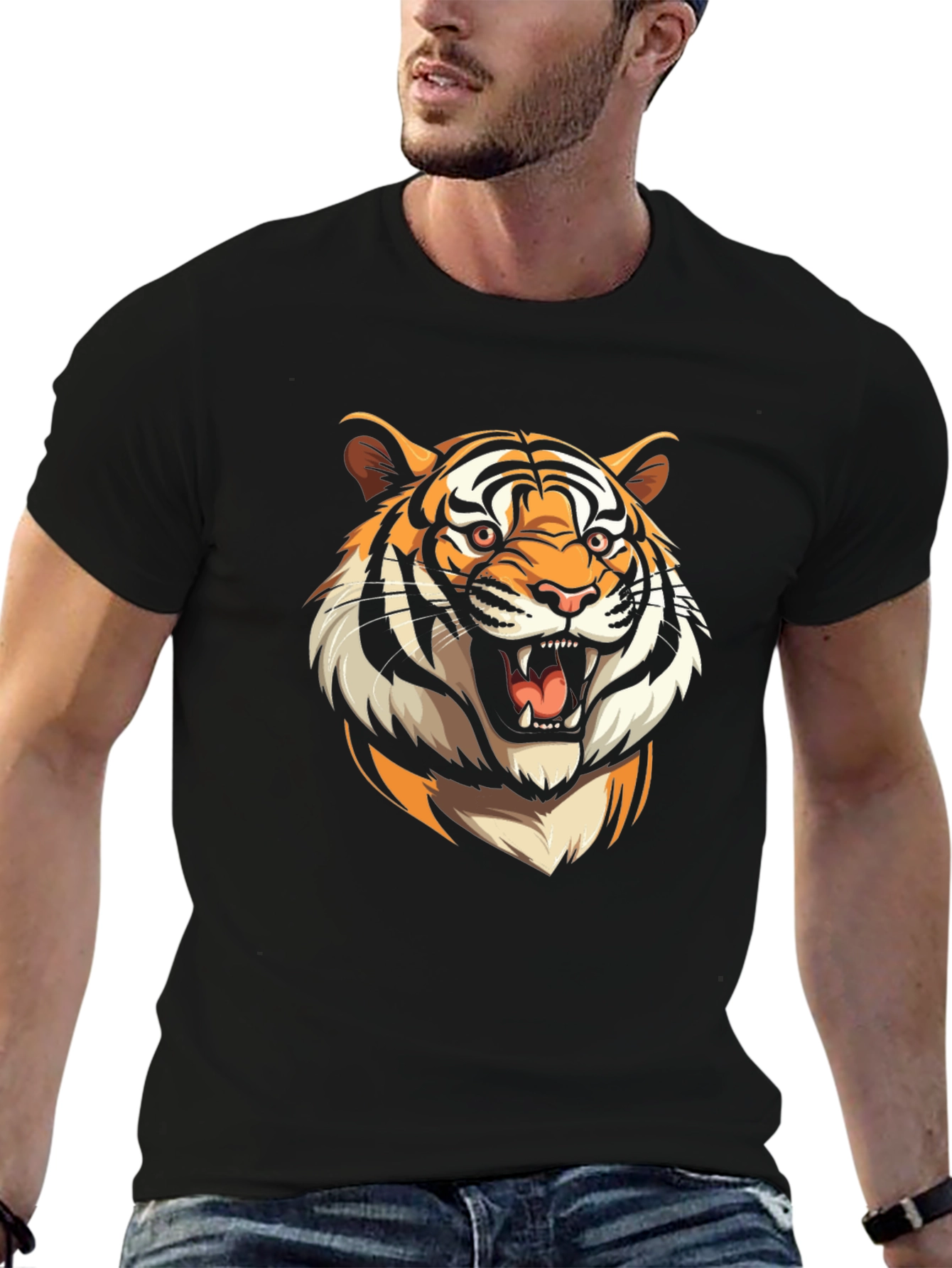 Black Tiger Graphic Tee - Bold Animal Print T-Shirt view 6