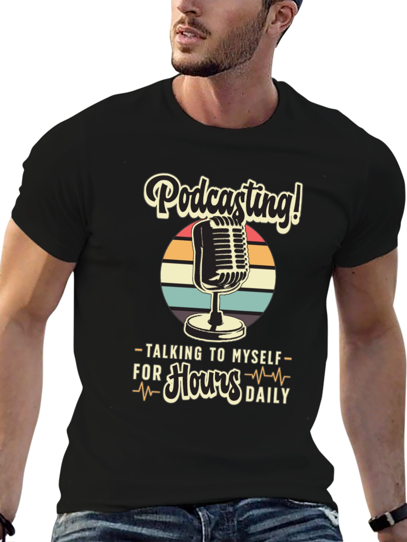 Black Podcast T-Shirt: Talking to Myself for Hours Daily view 6