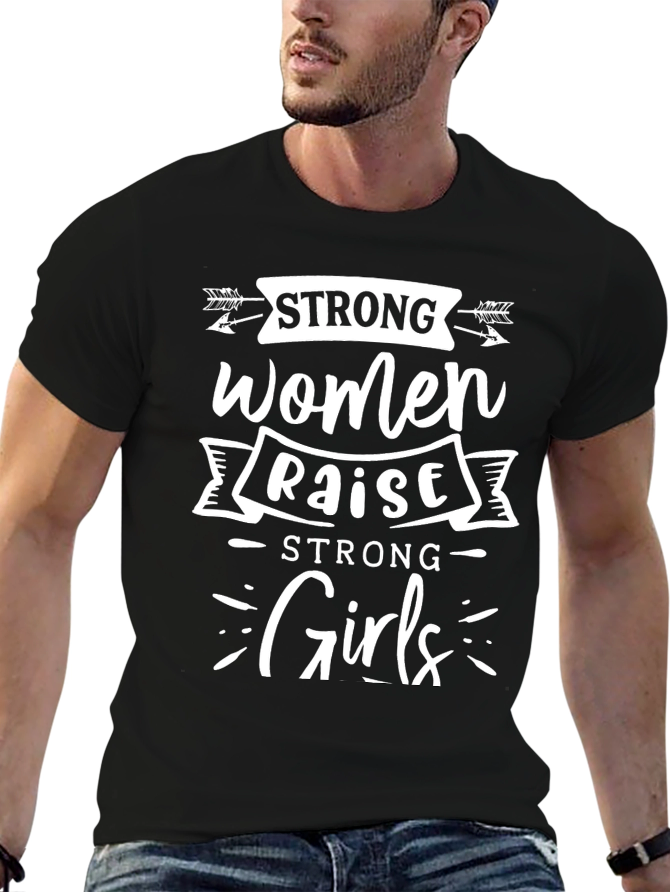 Black Strong Women Raise Strong Girls Graphic T-Shirt view 6