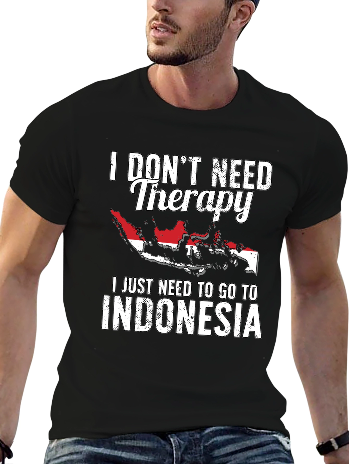 Black Indonesia Therapy Graphic Tee - Black Cotton Comfort view 6