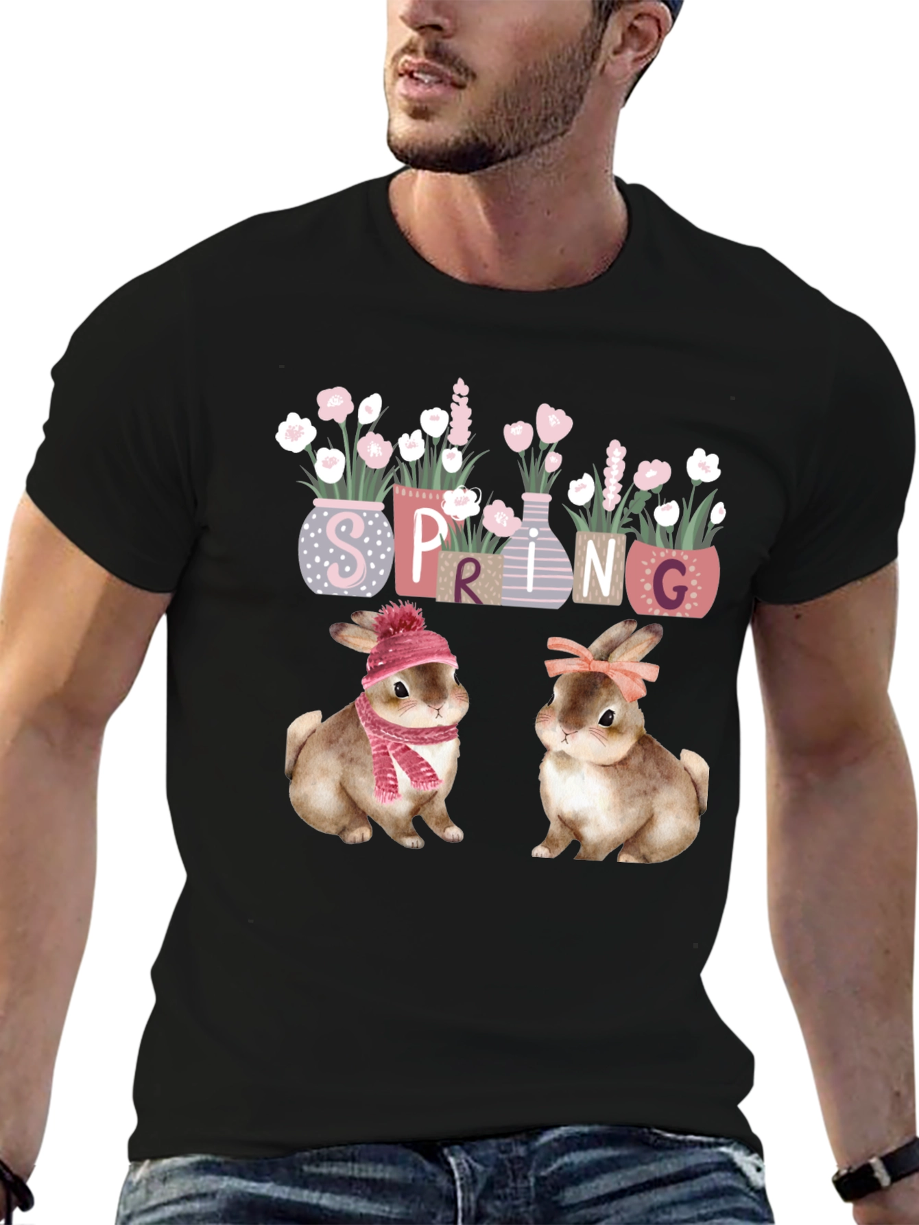 Black Spring Bunnies T-Shirt view 6