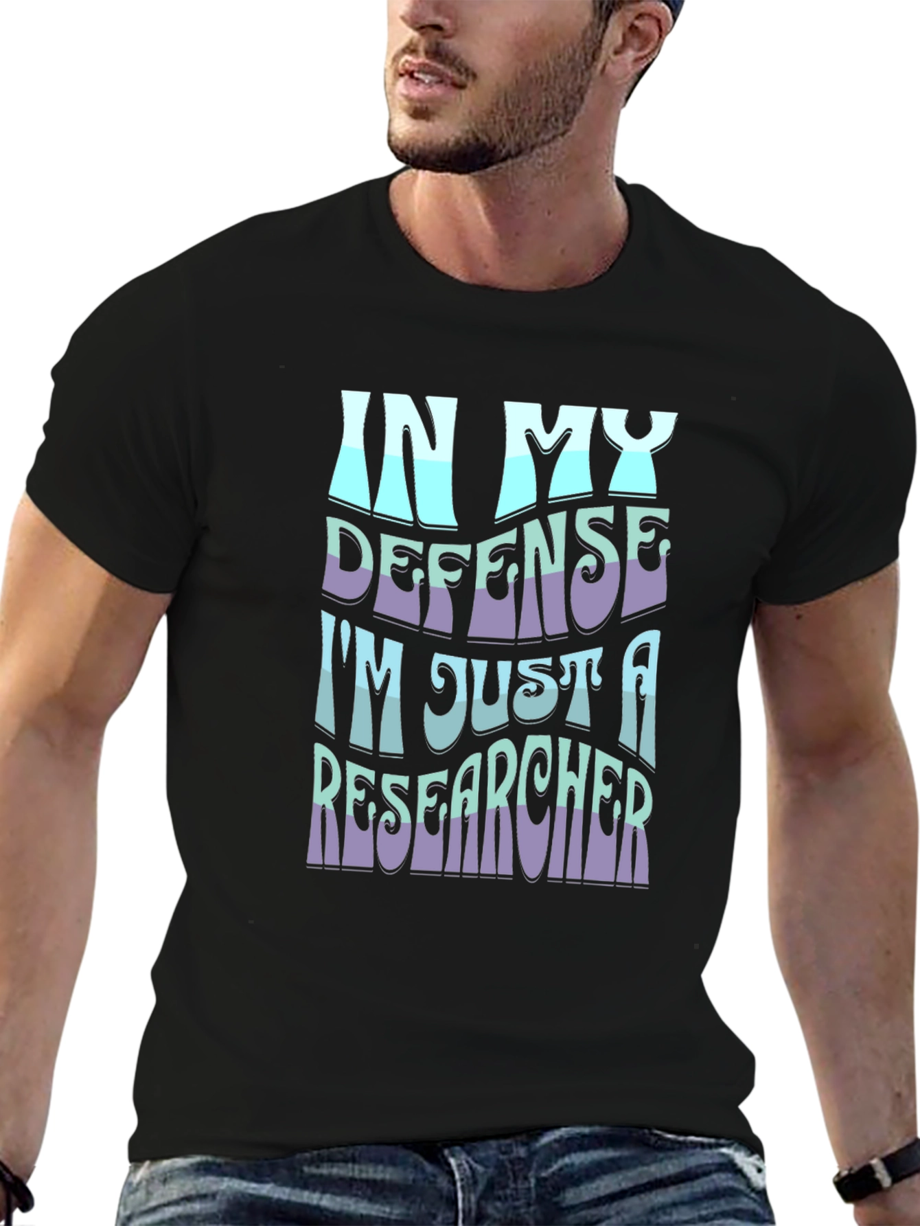 Black In My Defense, I'm Just A Researcher - Black T-Shirt view 6