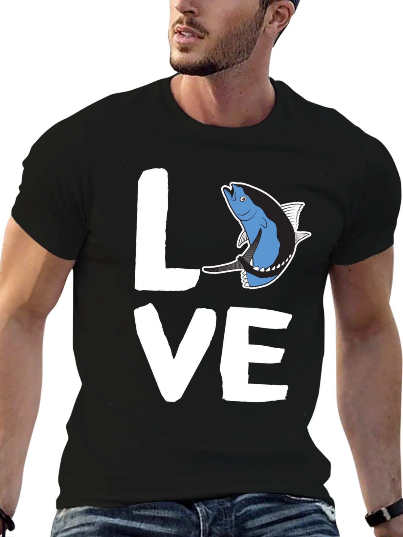 Black Love Tuna T-Shirt - Black Graphic Tee view 6