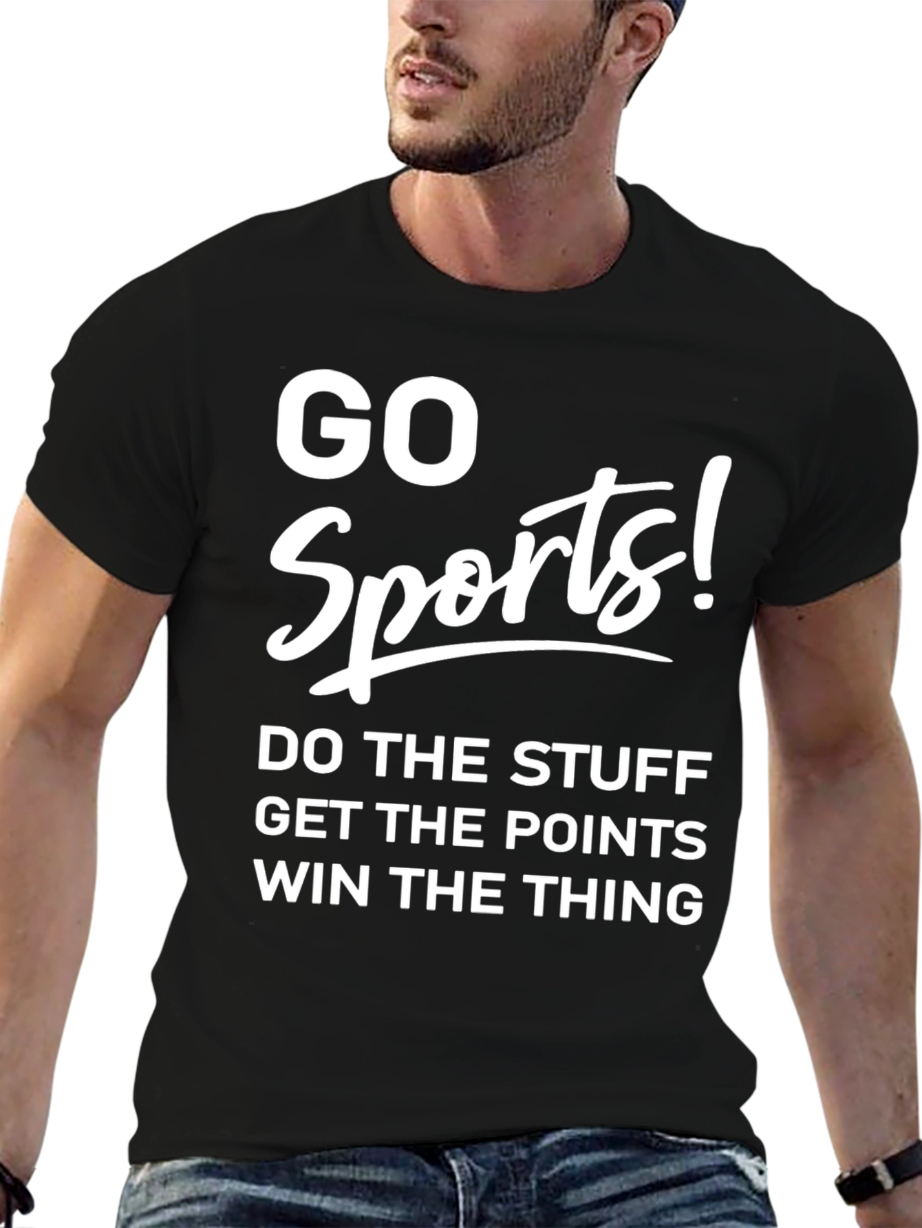 Black Go Sports! Novelty Graphic T-Shirt view 6