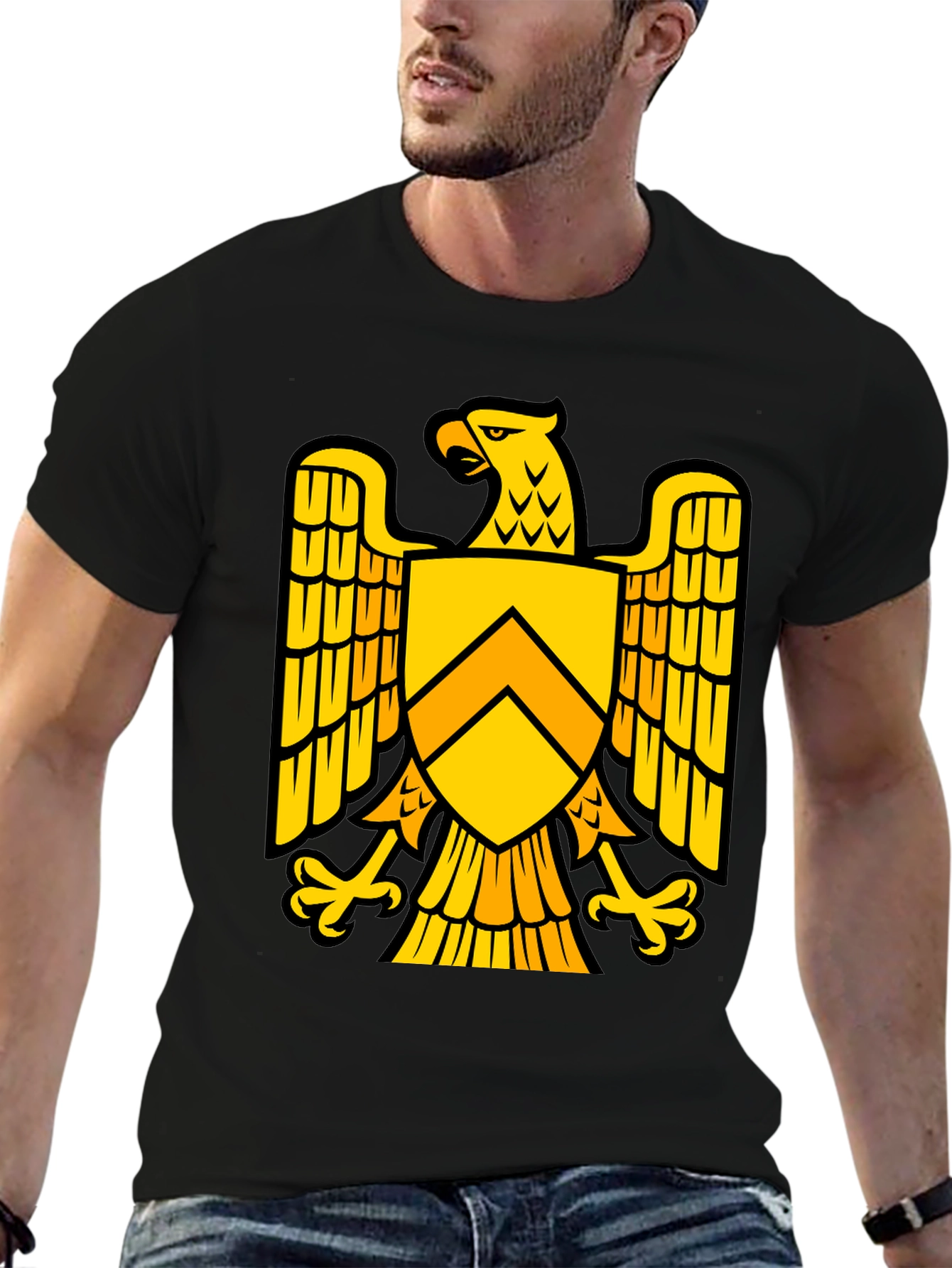 Black Eagle Shield Graphic T-Shirt - Bold Statement Tee view 6
