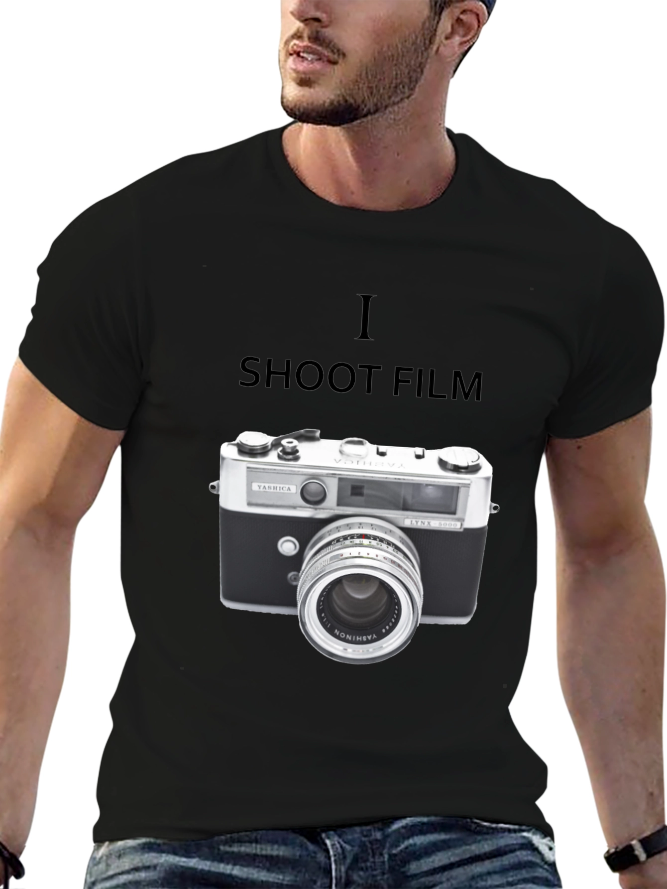 Black I Shoot Film T-Shirt - Vintage Camera Graphic Tee view 6