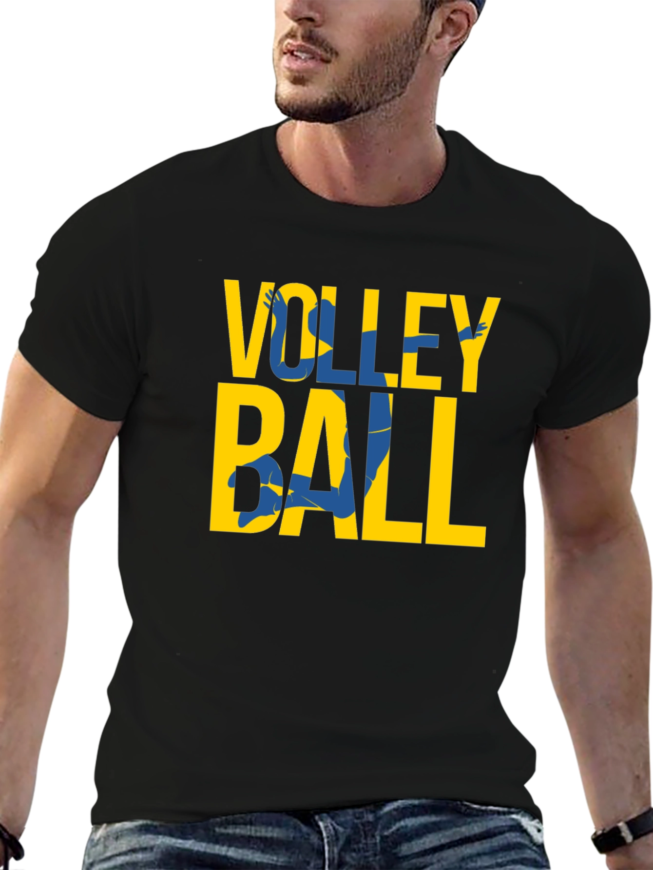 Black Volleyball Graphic Tee - Sporty Casual T-Shirt view 6