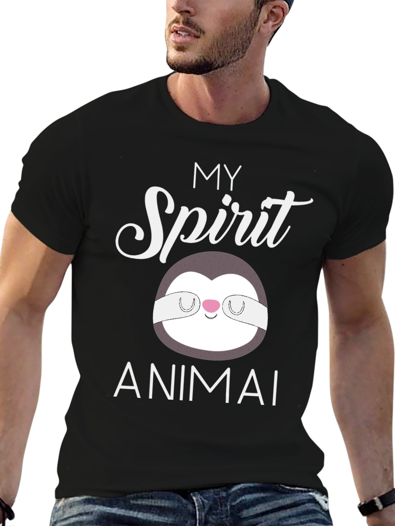 Black My Spirit Animal Sloth T-Shirt view 6