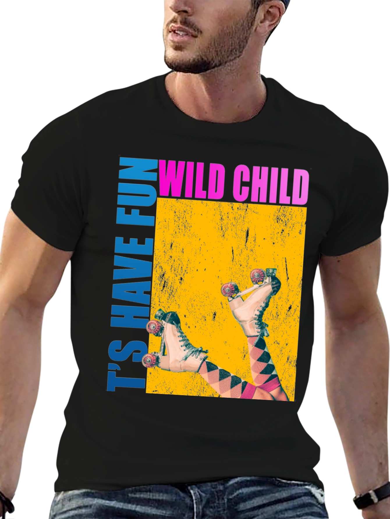 Black Wild Child Roller Skate Graphic Tee view 6