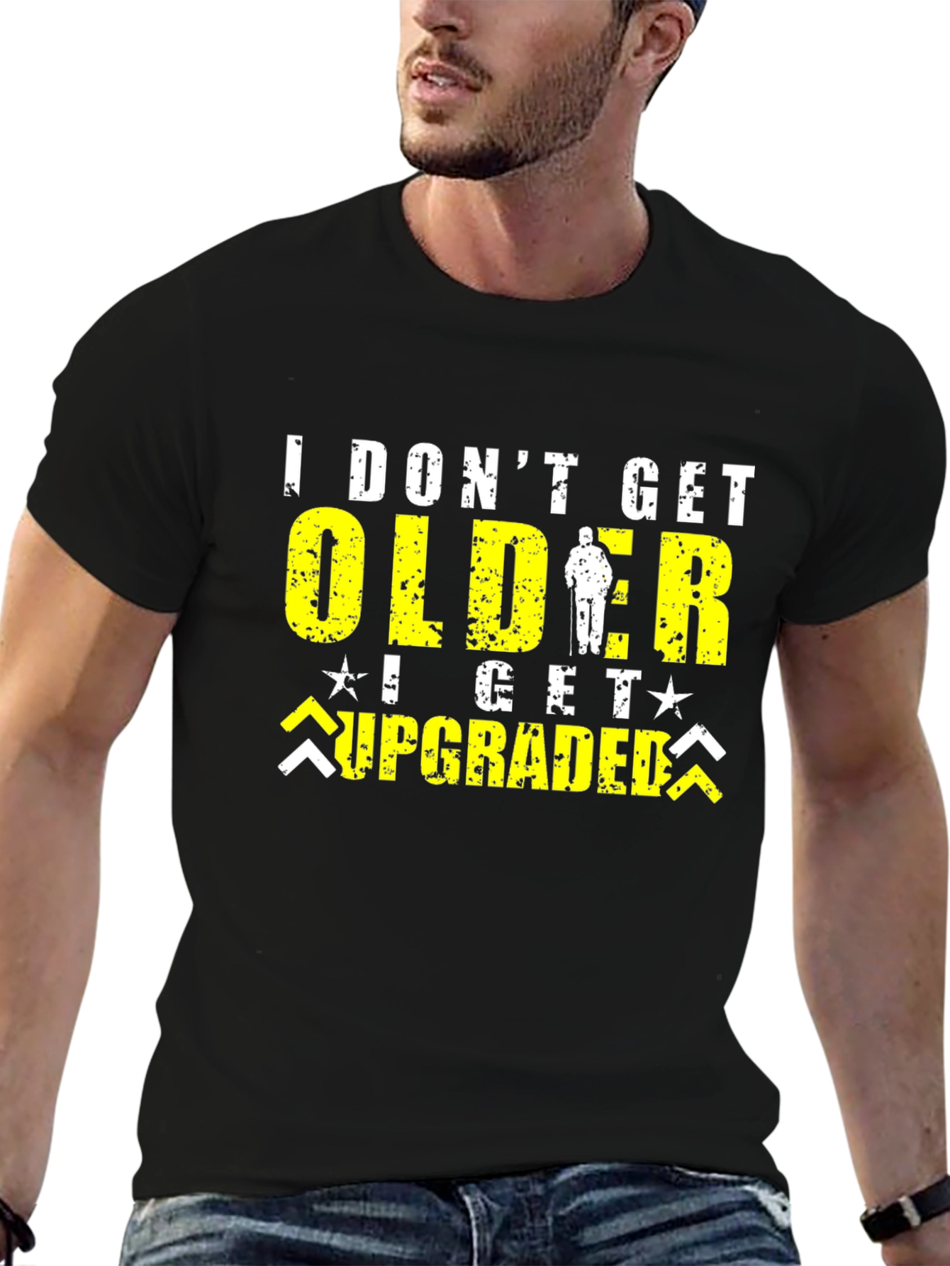 Black I Don't Get Older, I Get Upgraded Black T-Shirt view 6