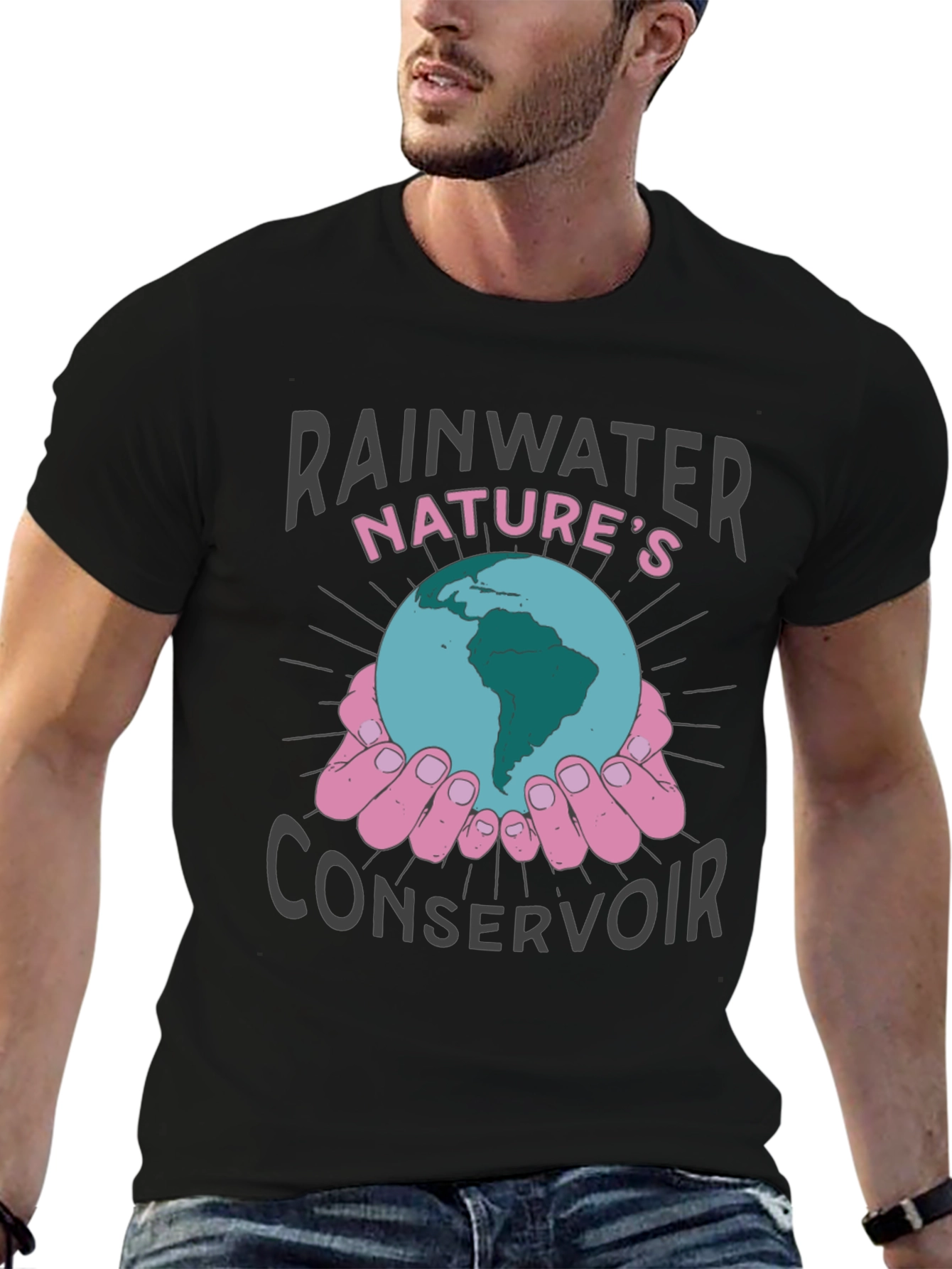 Black Rainwater Nature's Conservoir Graphic T-Shirt view 6