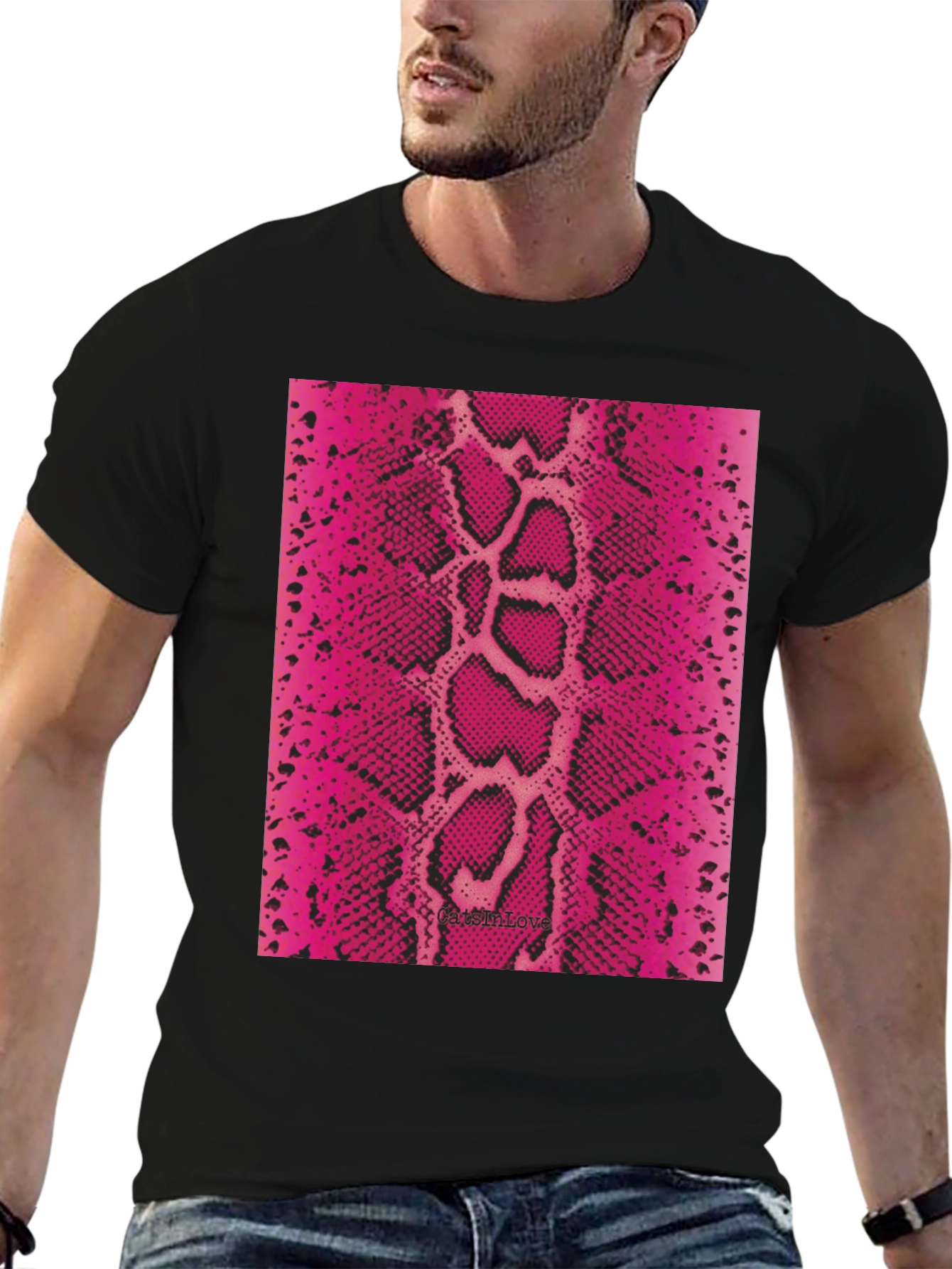 Black Pink Snake Print Tee view 6