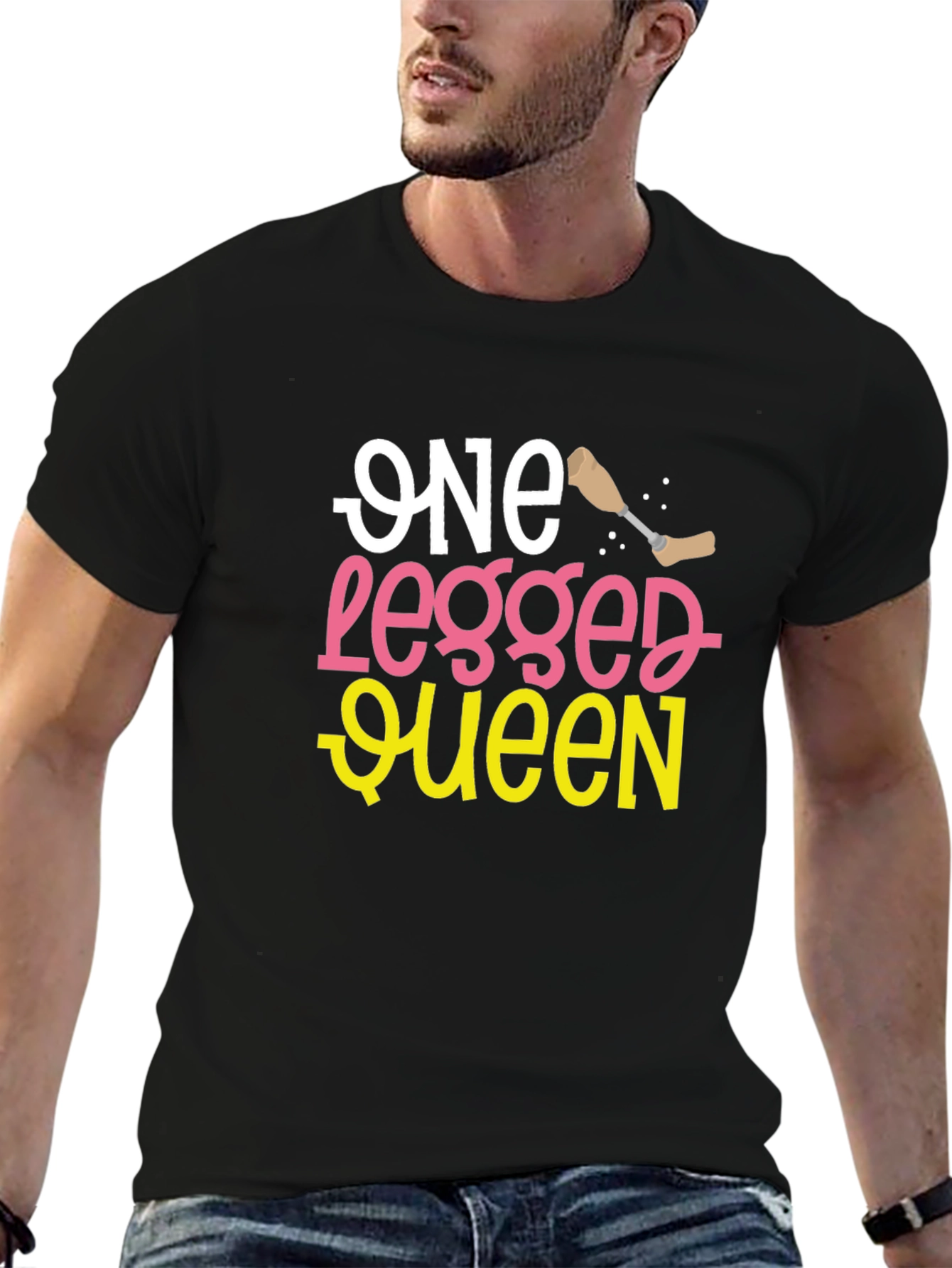 Black One Legged Queen Funny T-Shirt view 6