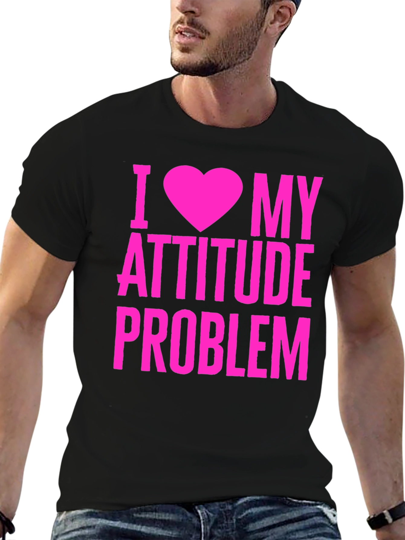 Black I Heart My Attitude Problem Graphic T-Shirt view 6