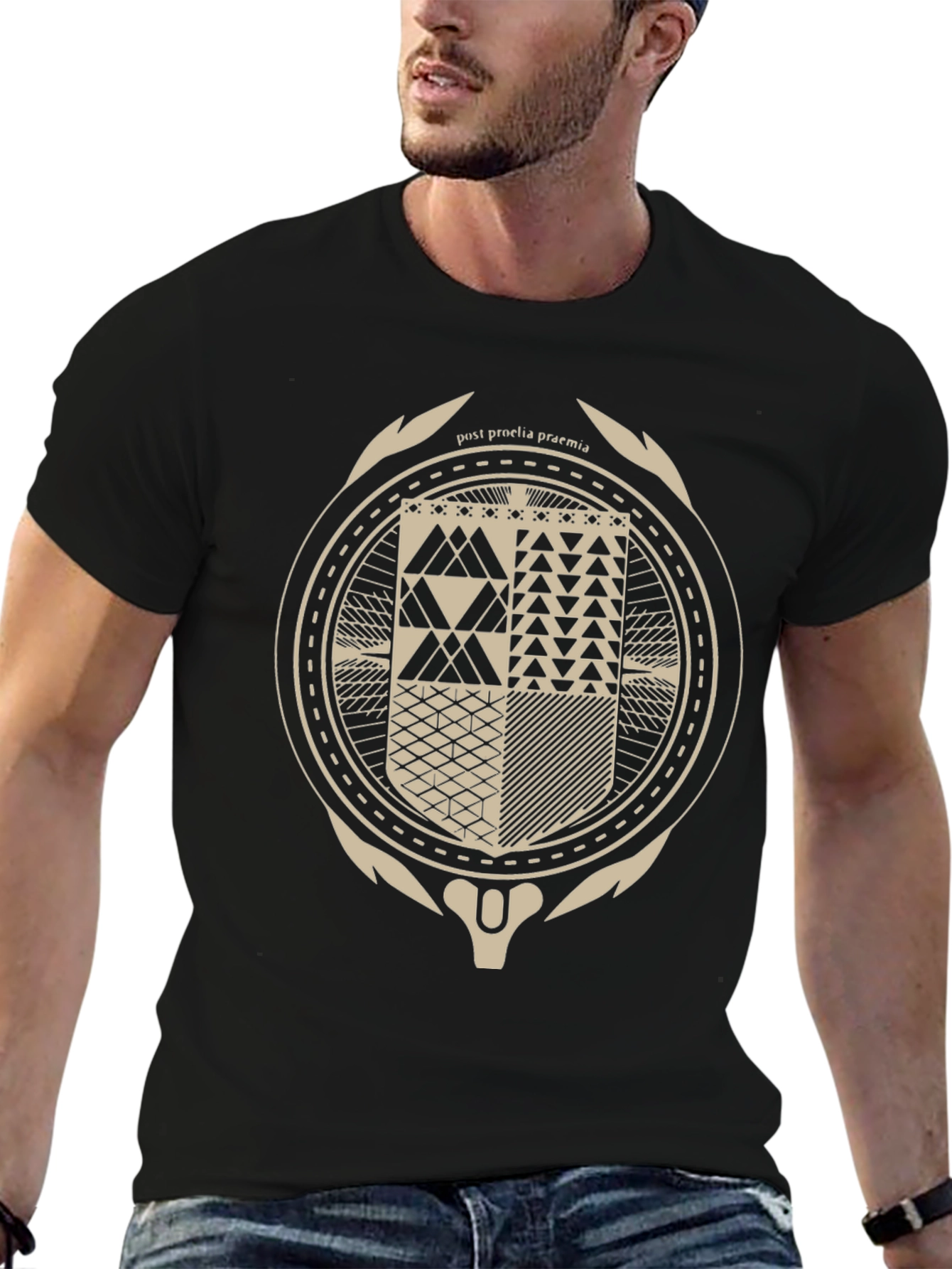 Black Abstract Geometric Graphic Tee view 6