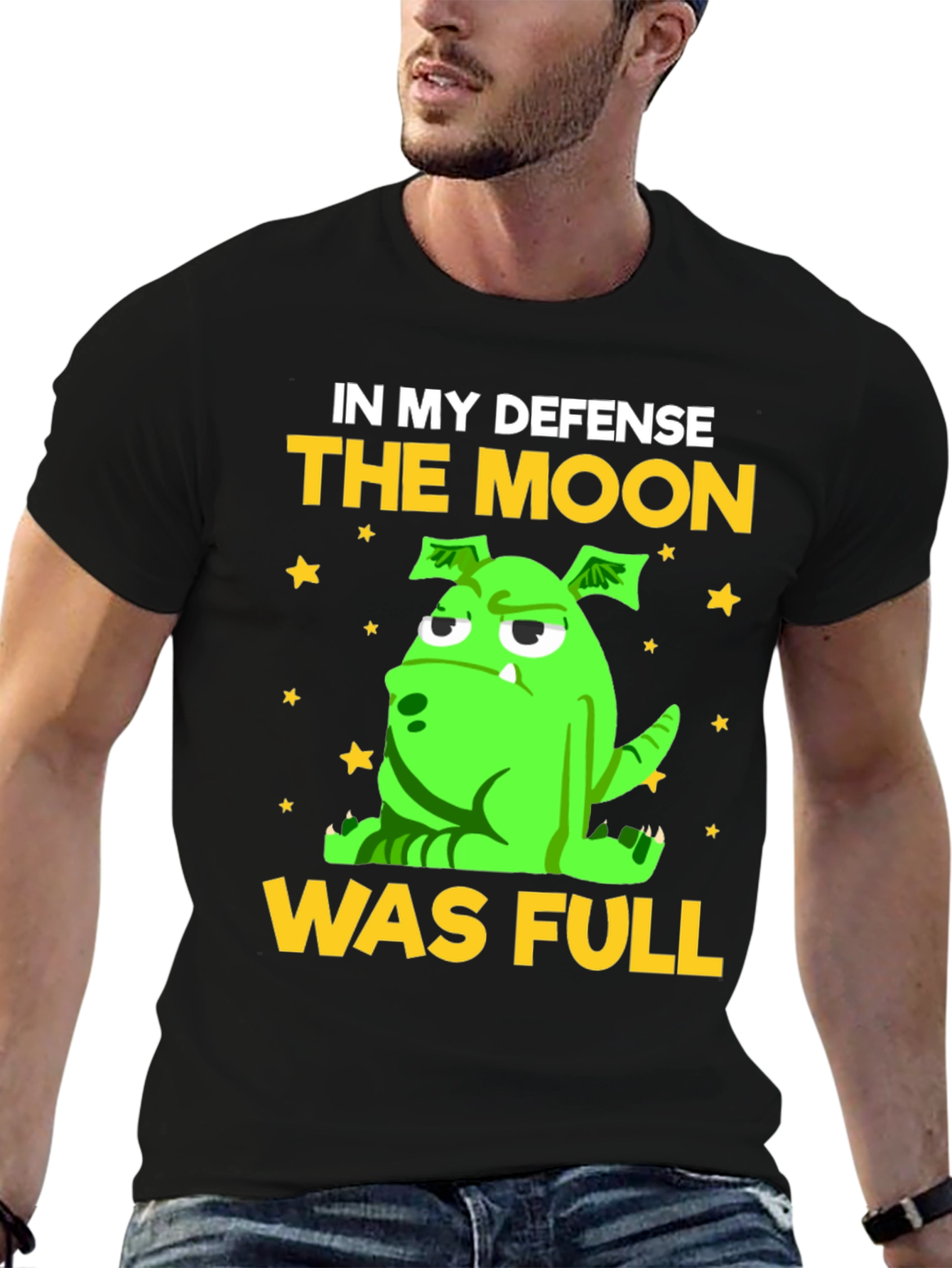 Black Funny "The Moon Was Full" Graphic Tee view 6