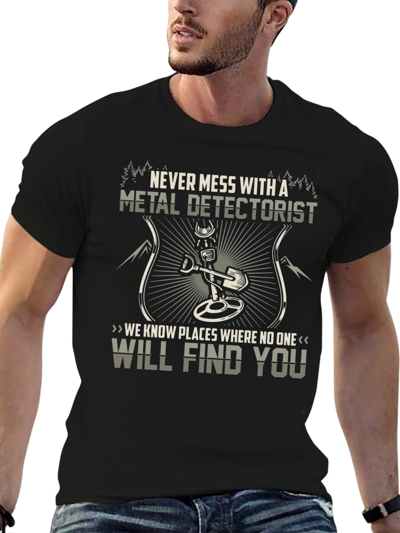 Black Metal Detectorist Graphic Tee - "Never Mess With..." view 6