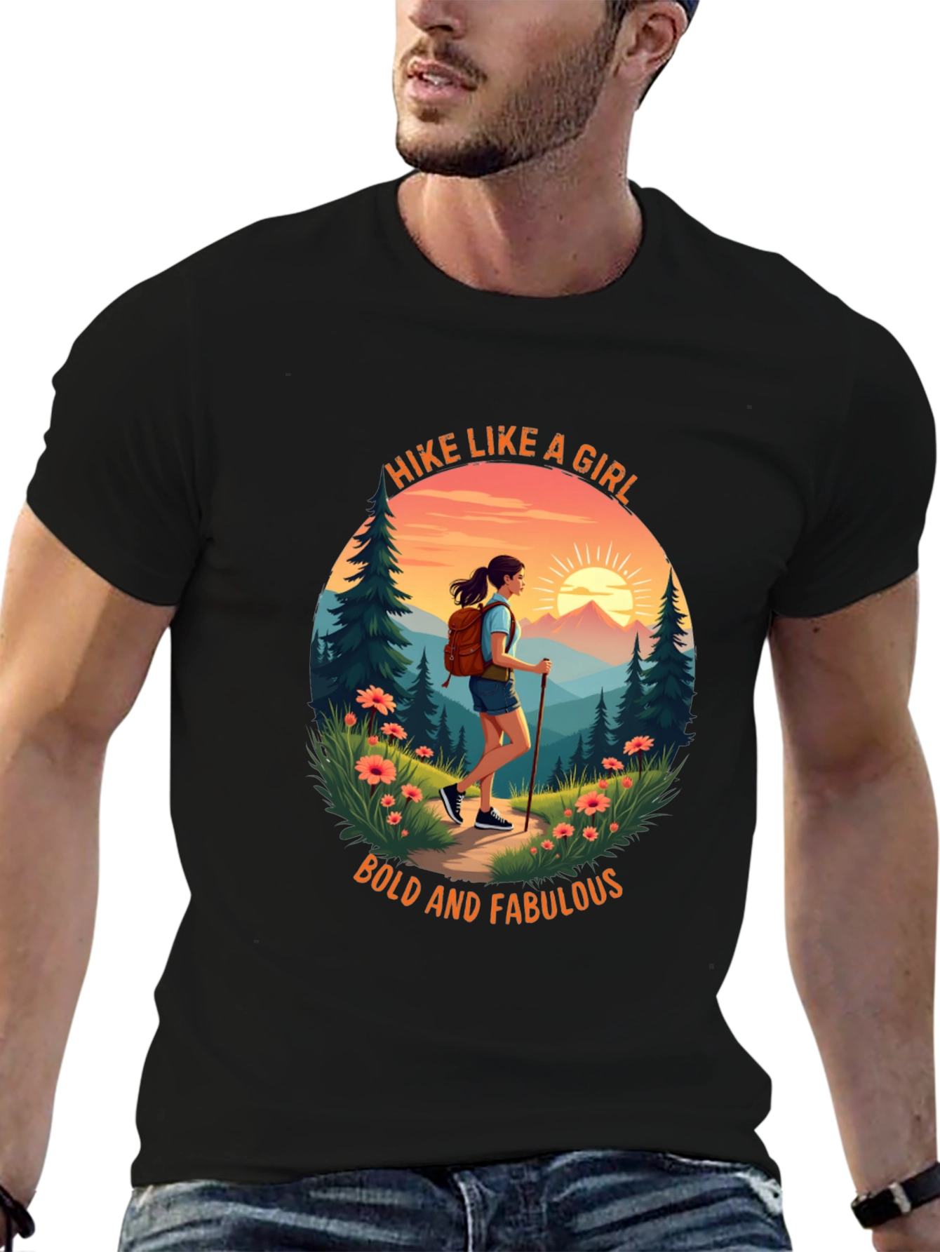 Black Hike Like A Girl T-Shirt view 6