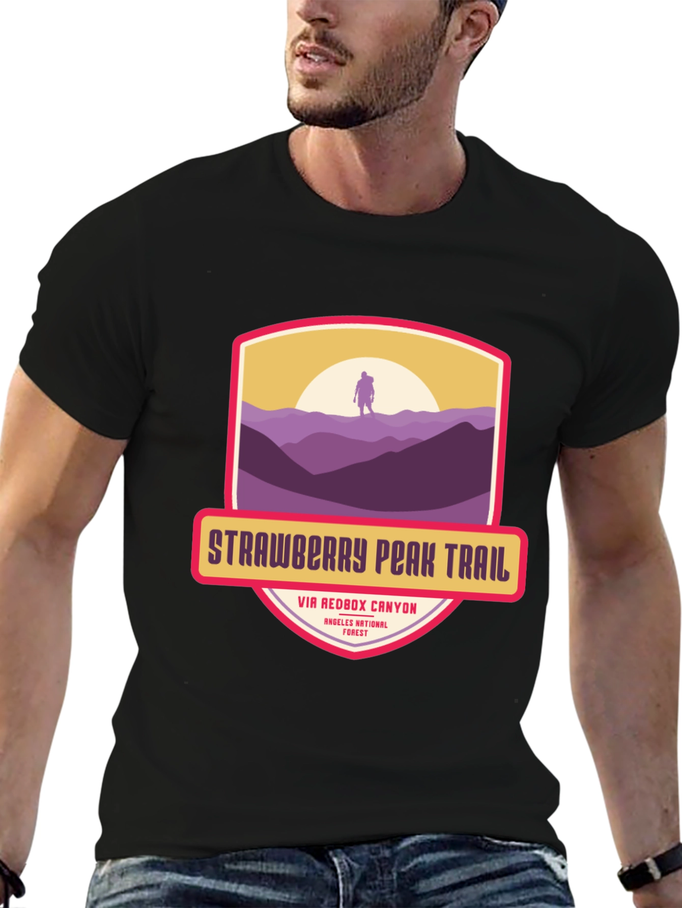 Black Strawberry Peak Trail T-Shirt - Hiker Adventure view 6