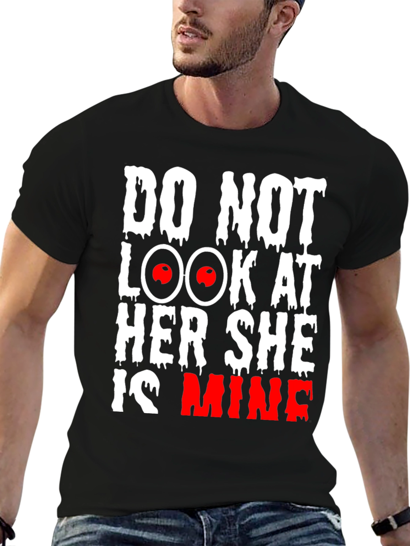 Black Do Not Look at Her She is Mine Graphic Tee view 6