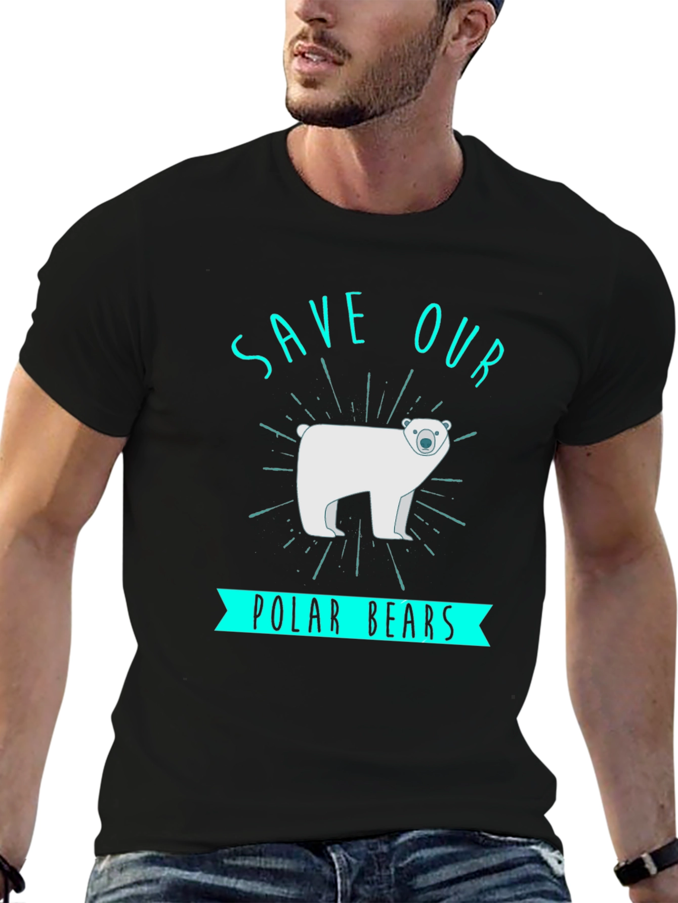 Black Save Our Polar Bears Graphic Tee - Black view 6