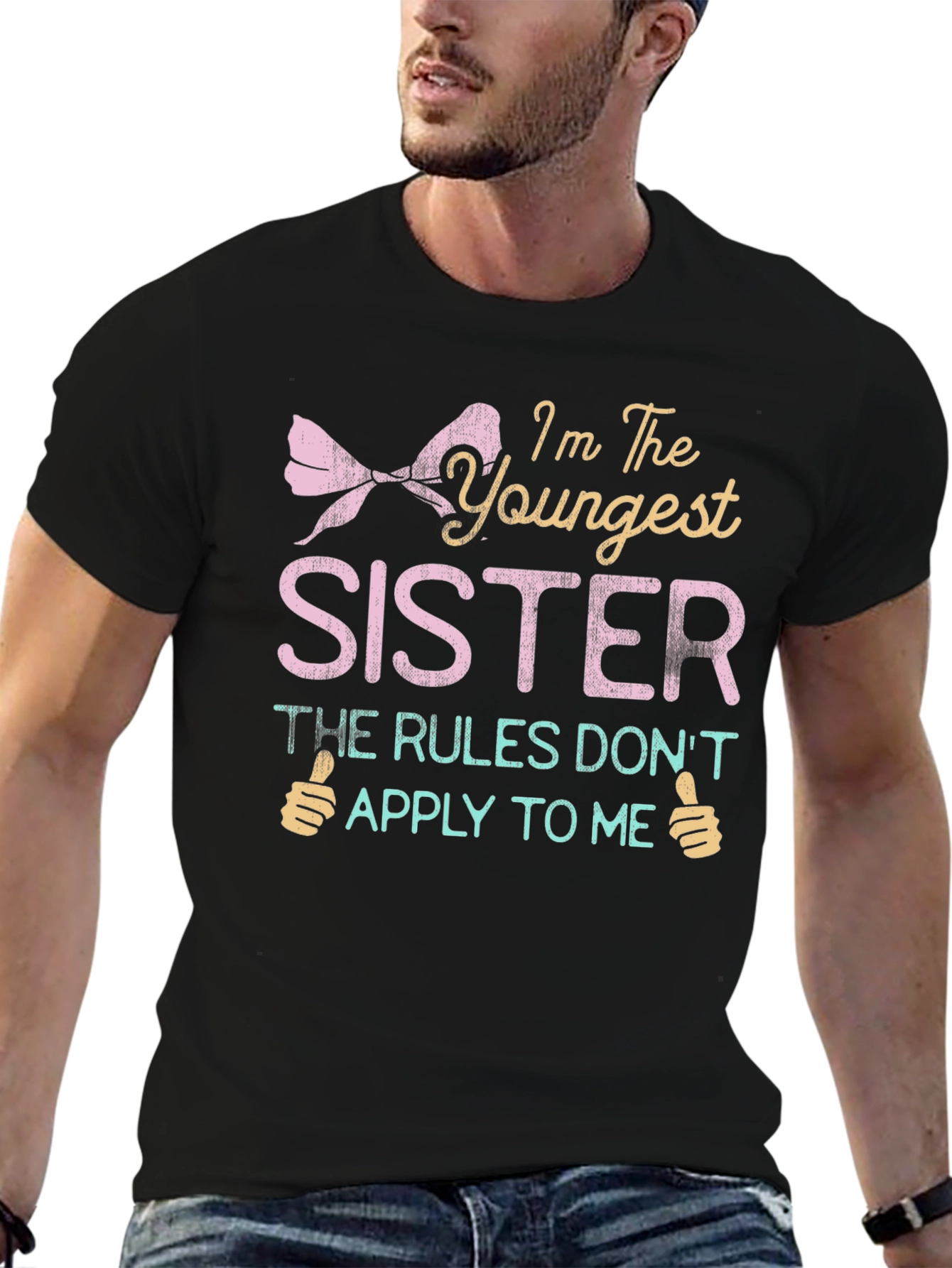 Black Youngest Sister T-Shirt - Rules Don't Apply view 6