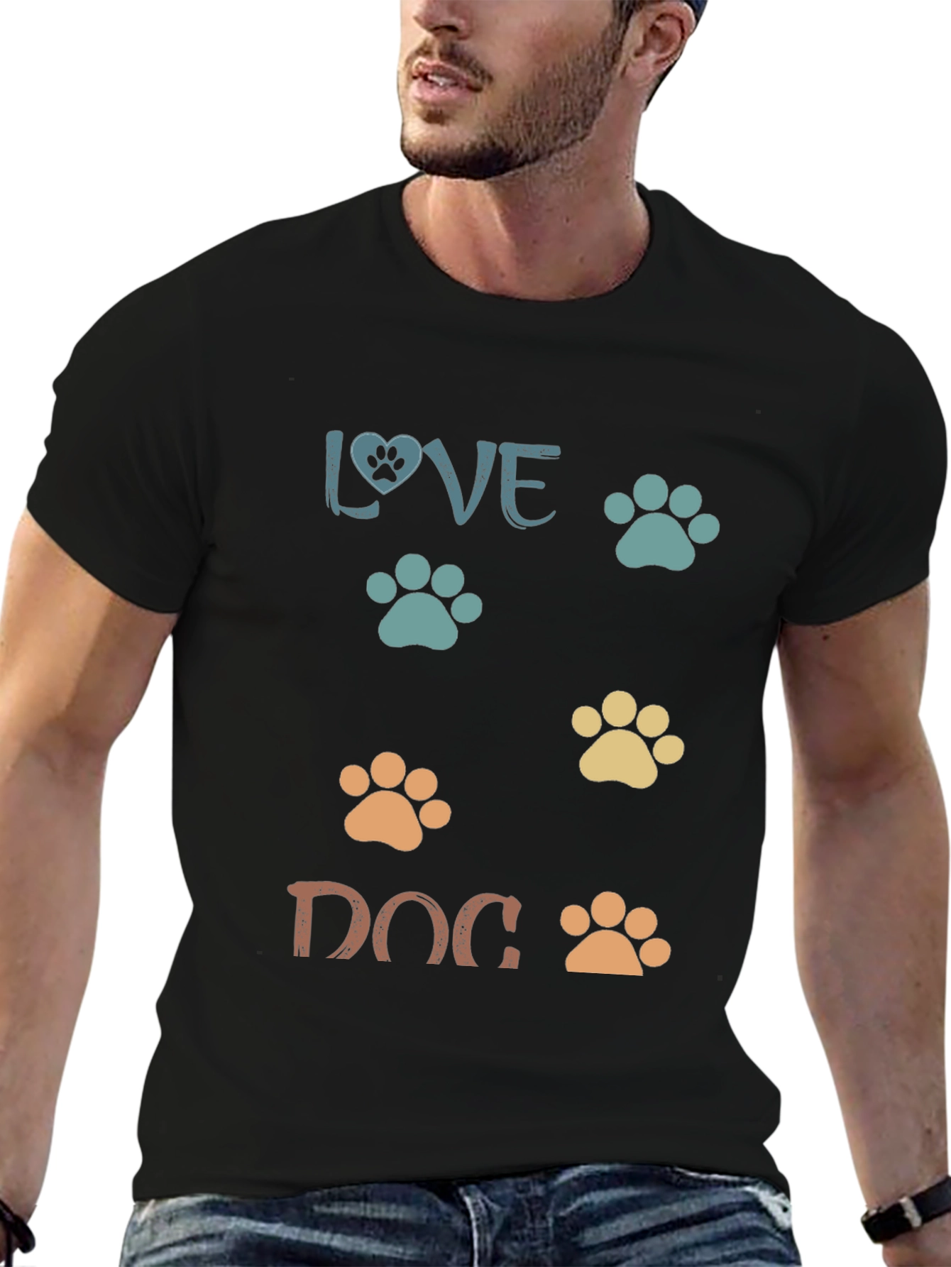 Black Love Dog Paw Print T-Shirt view 6