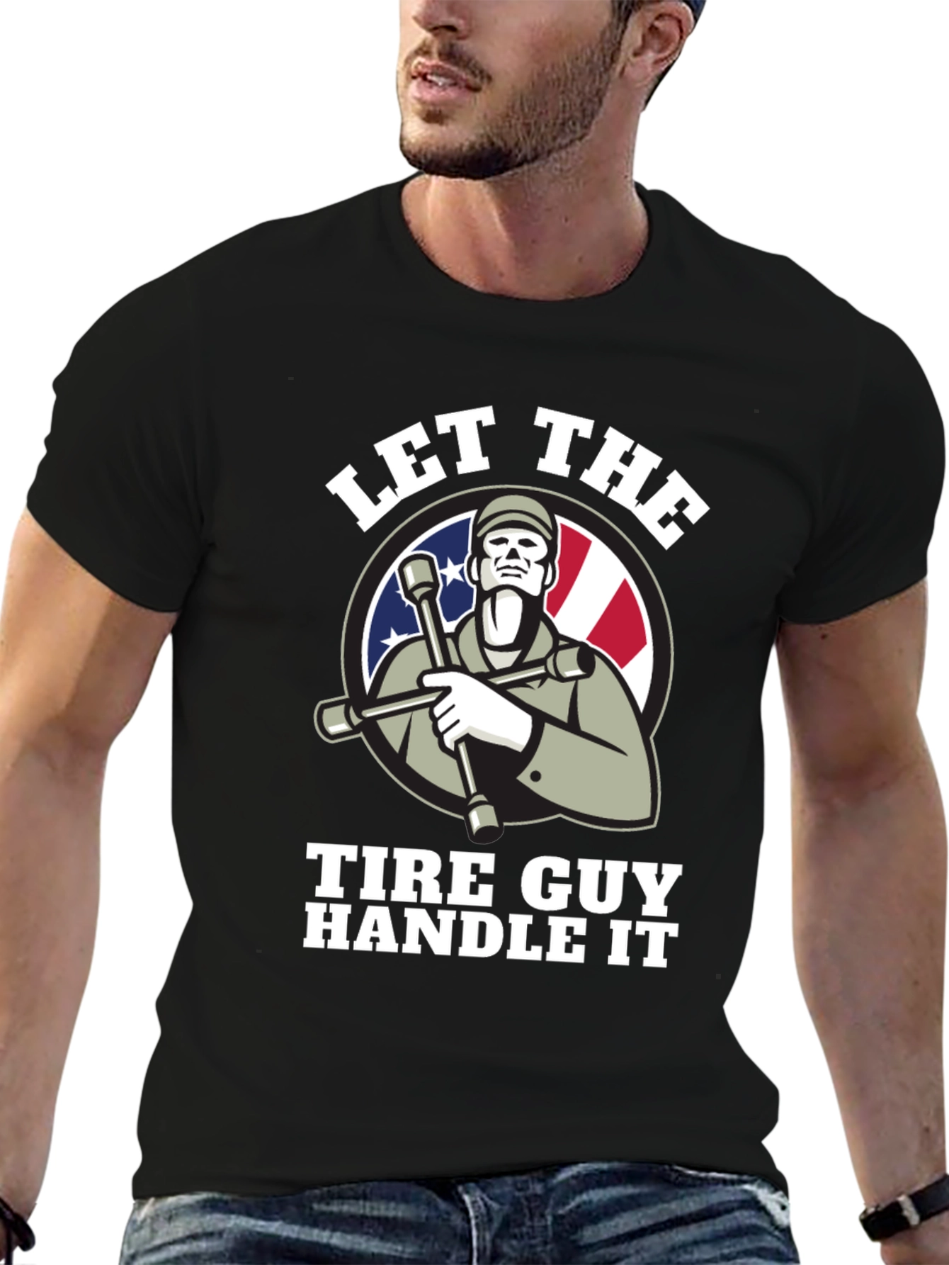 Black Let The Tire Guy Handle It T-Shirt - Black view 6