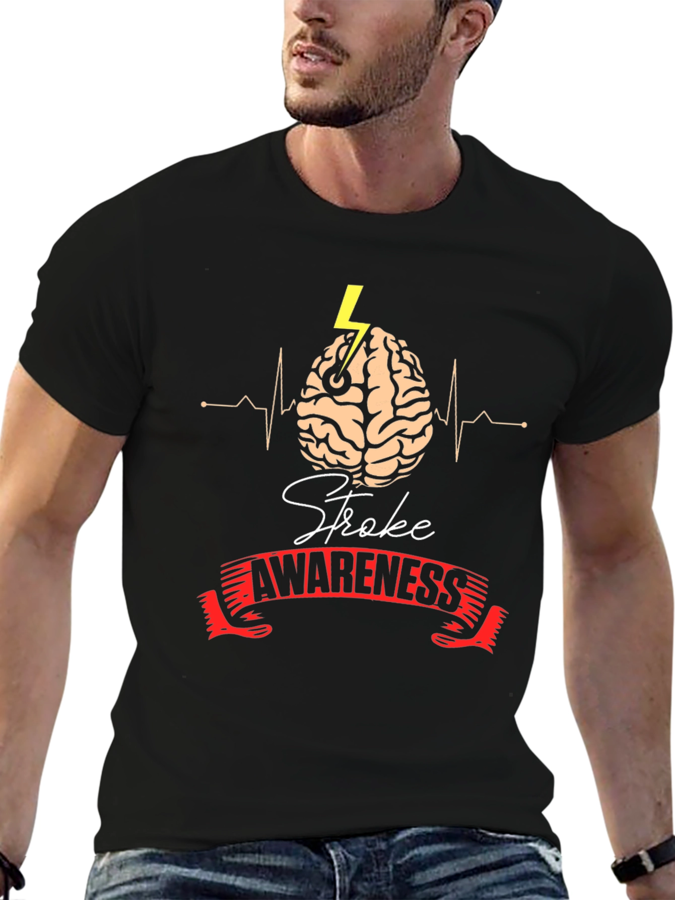 Black Stroke Awareness Graphic Tee view 6