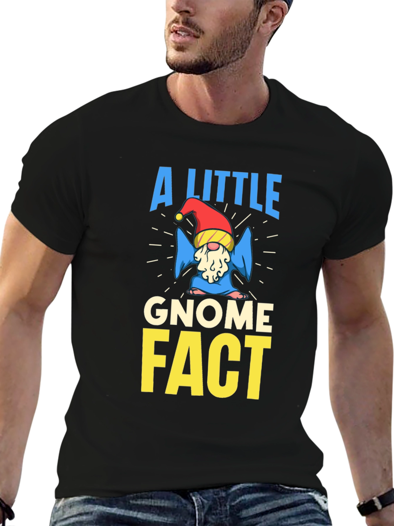 Black A Little Gnome Fact T-Shirt view 6