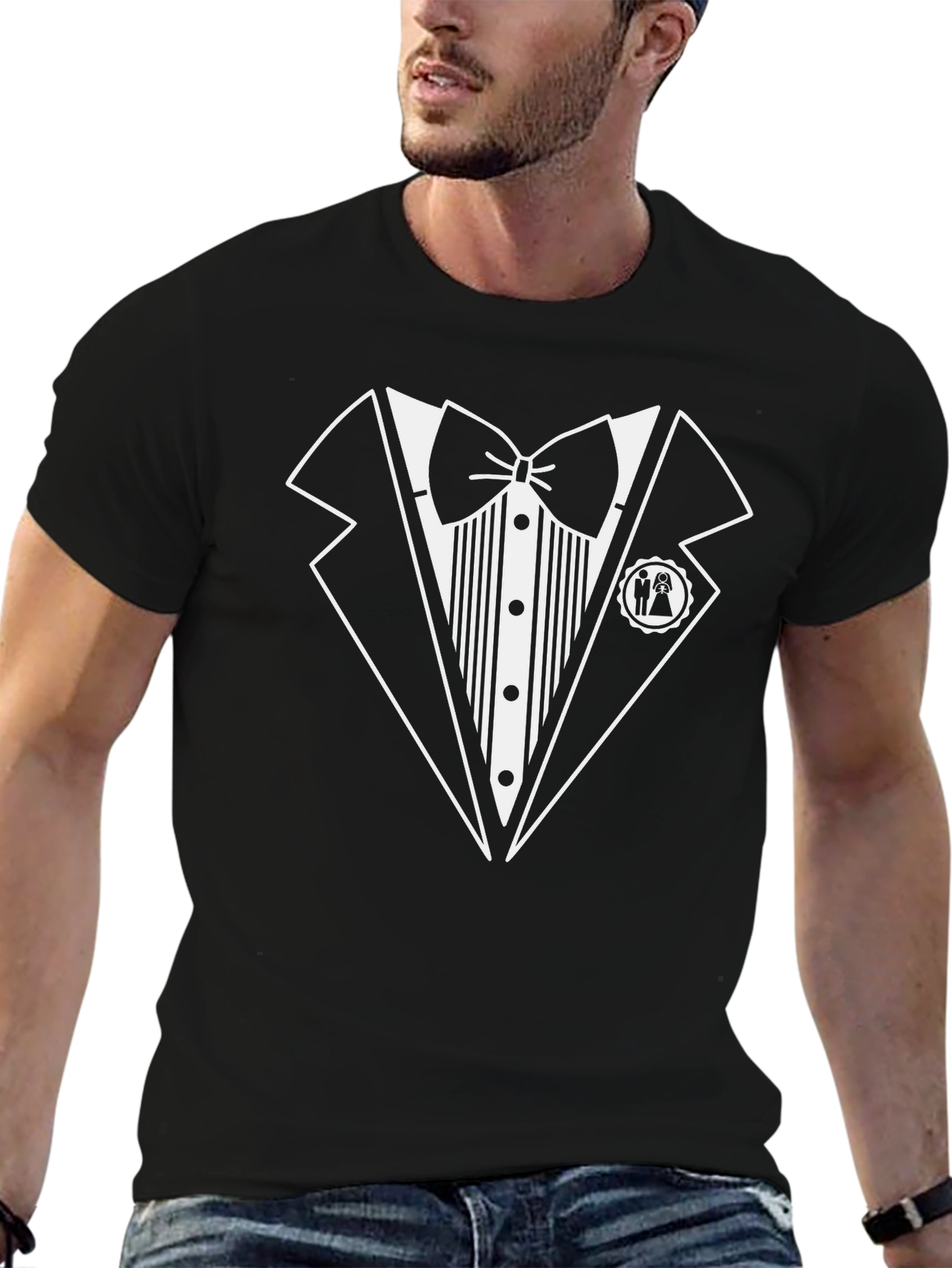 Black Tuxedo T-Shirt - Black Tie Wedding Graphic Tee view 6