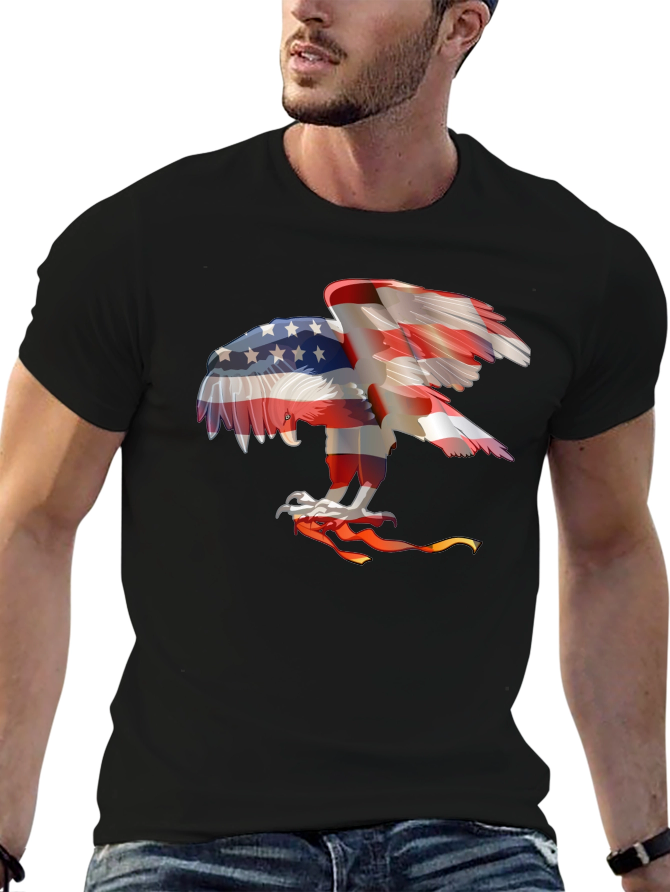 Black Patriotic Eagle Graphic T-Shirt - USA Pride view 6