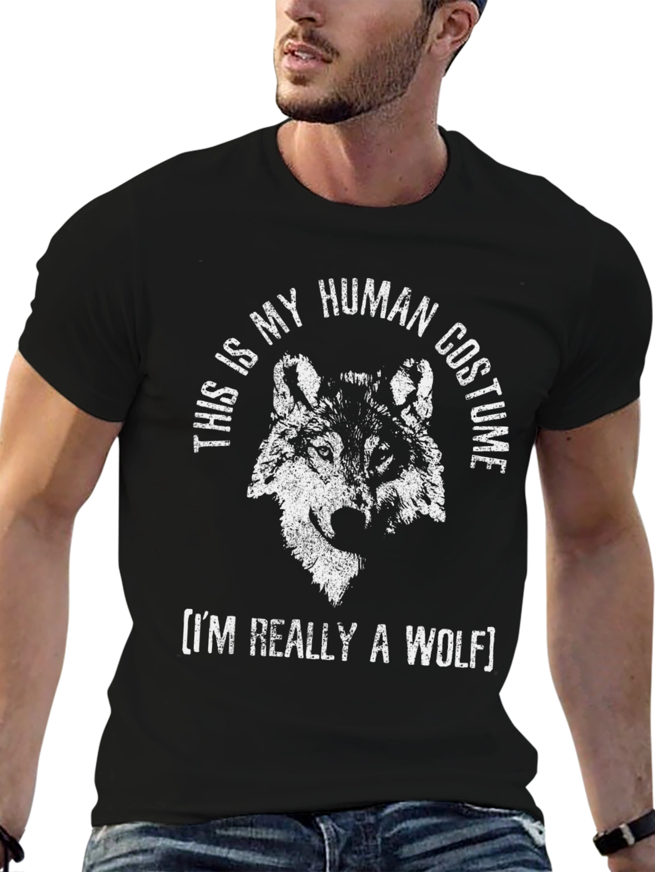 Black Wolf Costume Graphic Tee - Funny Animal Lover Shirt view 6