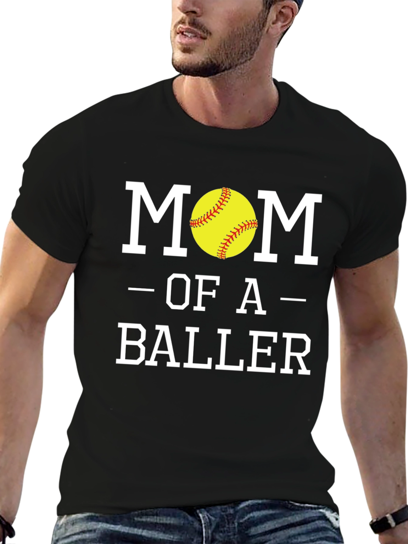 Black Mom of a Baller Graphic T-Shirt view 6