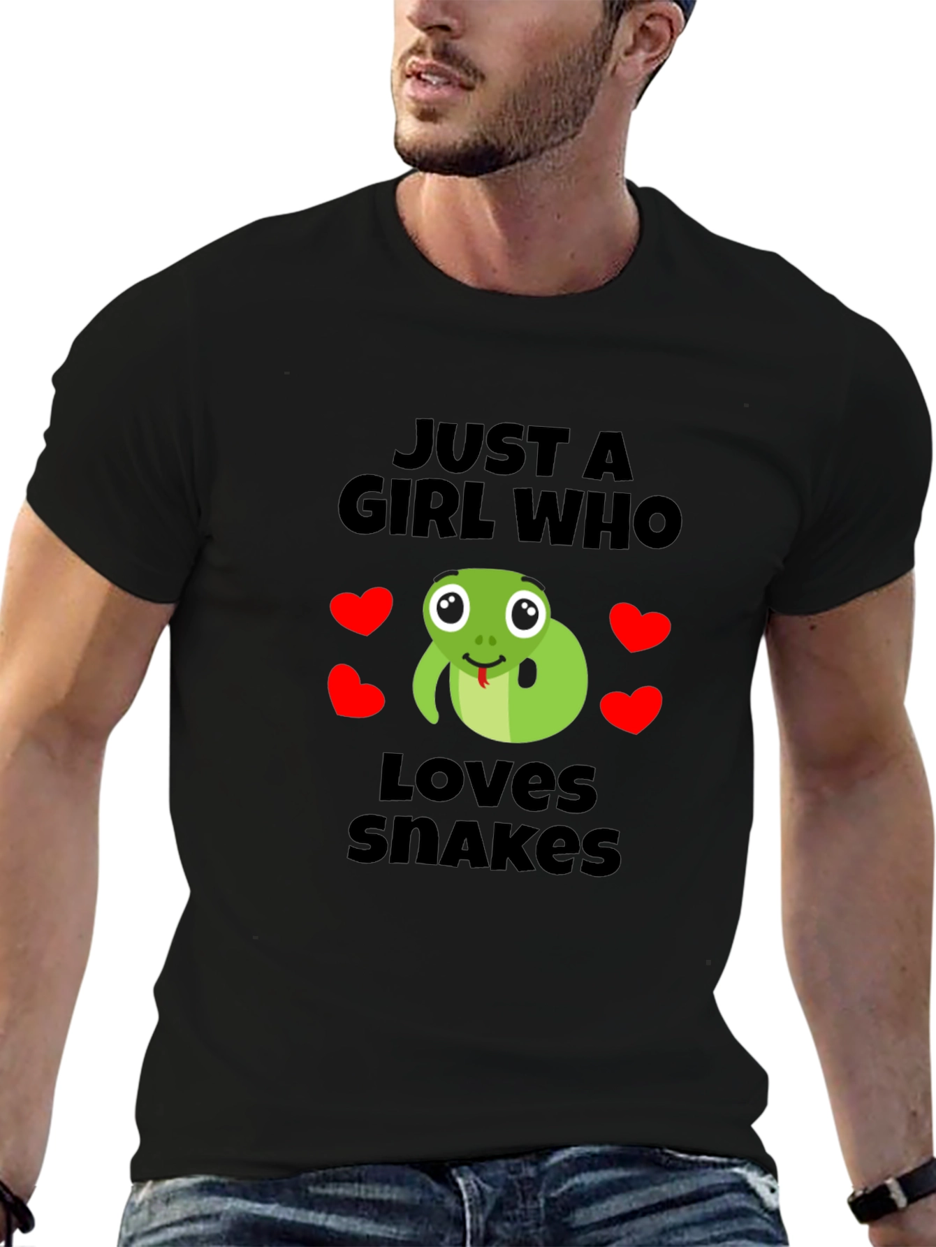Black Just a Girl Who Loves Snakes T-Shirt view 6