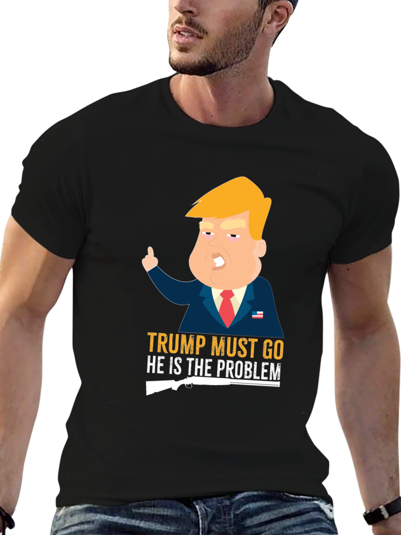 Black Trump Must Go T-Shirt view 6