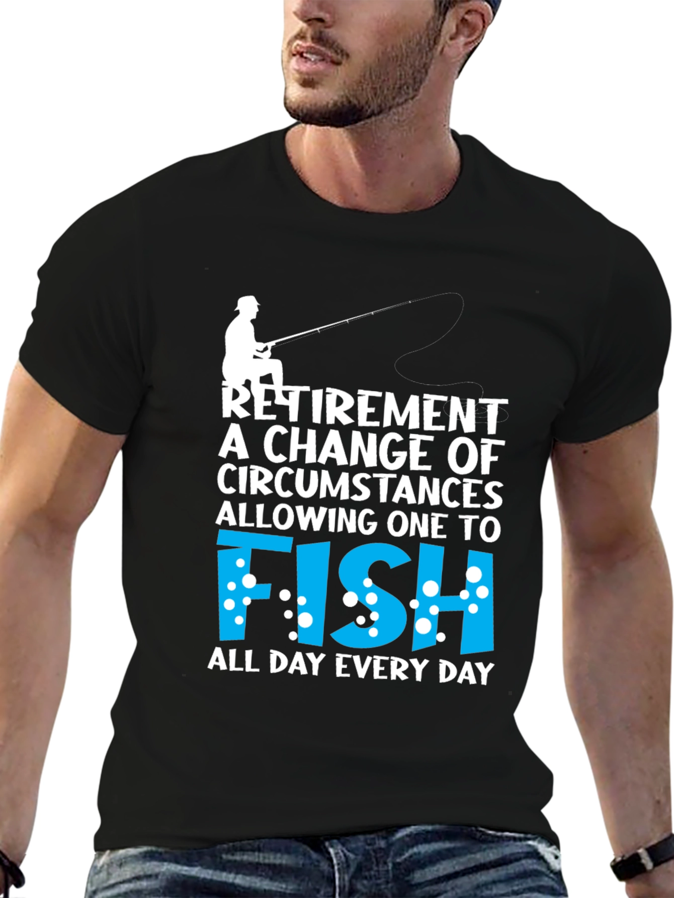 Black Retirement Fishing T-Shirt - All Day Every Day view 6