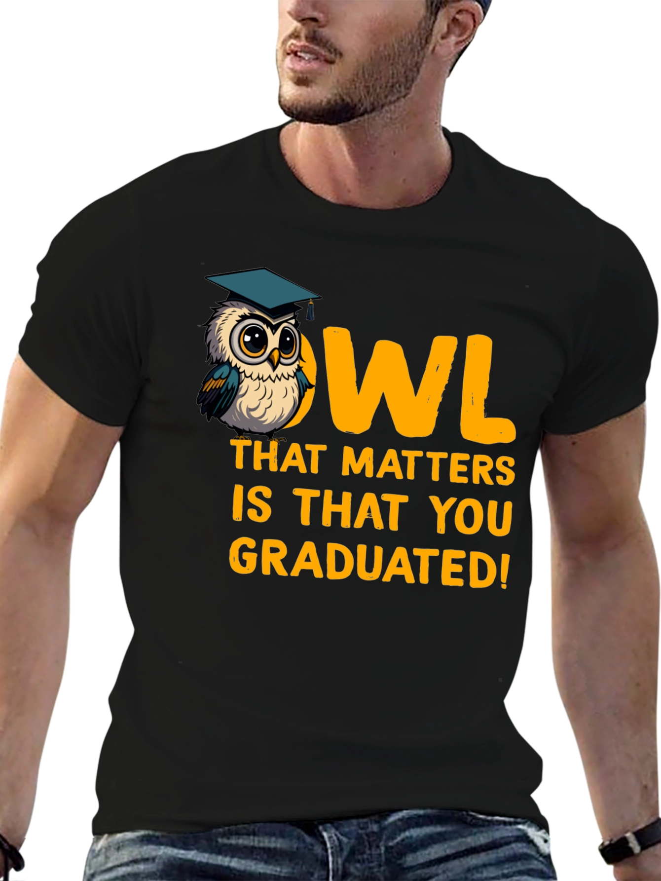 Black Graduation Owl T-Shirt - Congrats Grad! view 6