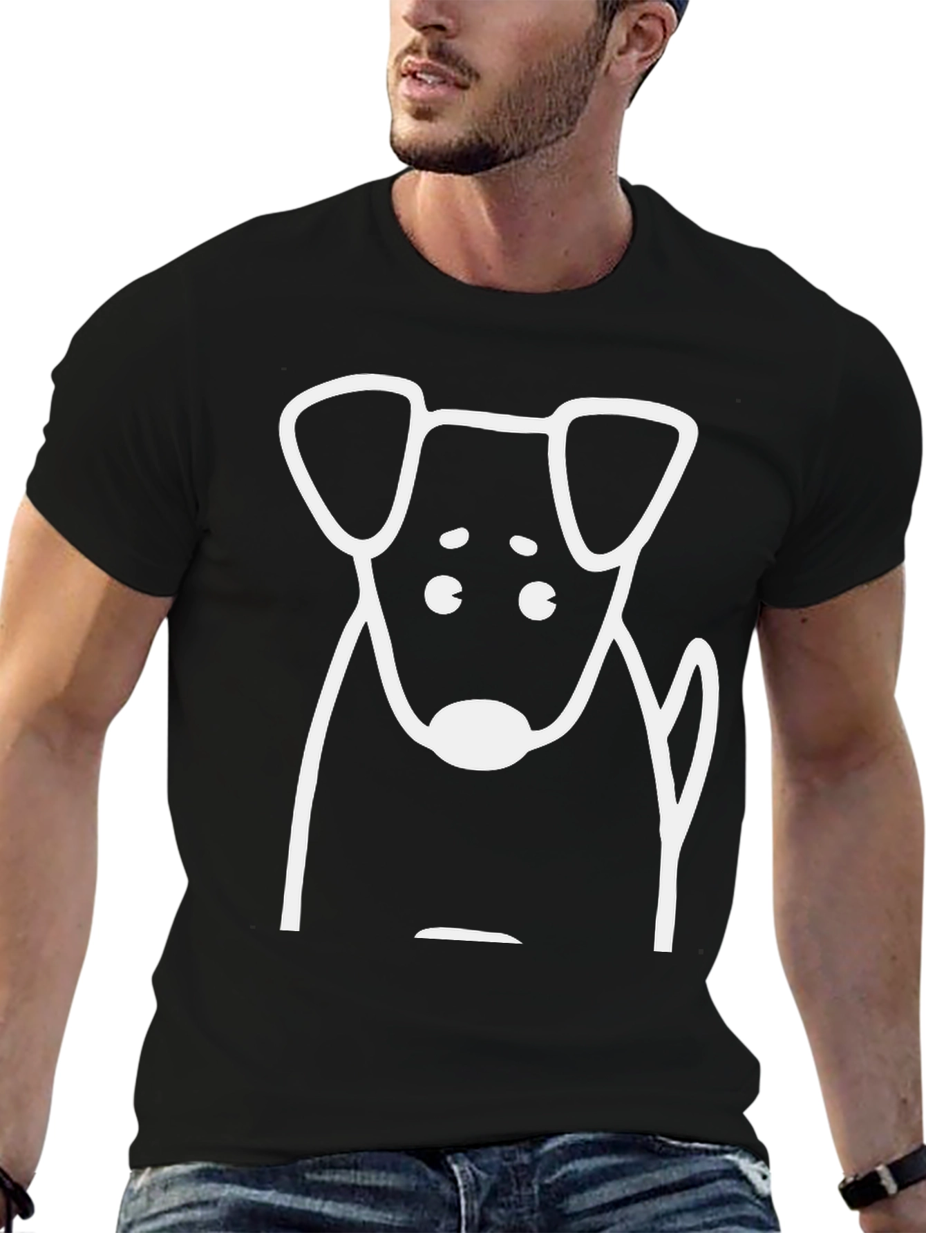 Black Dog Graphic Black T-Shirt - Casual Style view 6