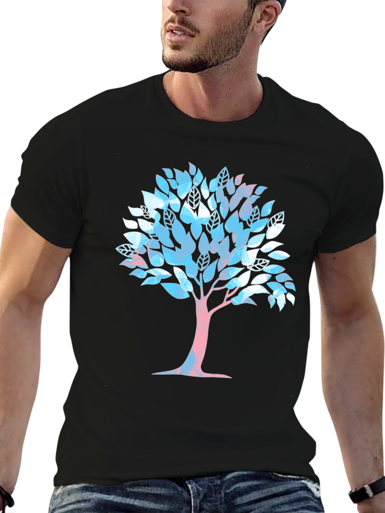 Black Transgender Tree of Life T-Shirt view 6
