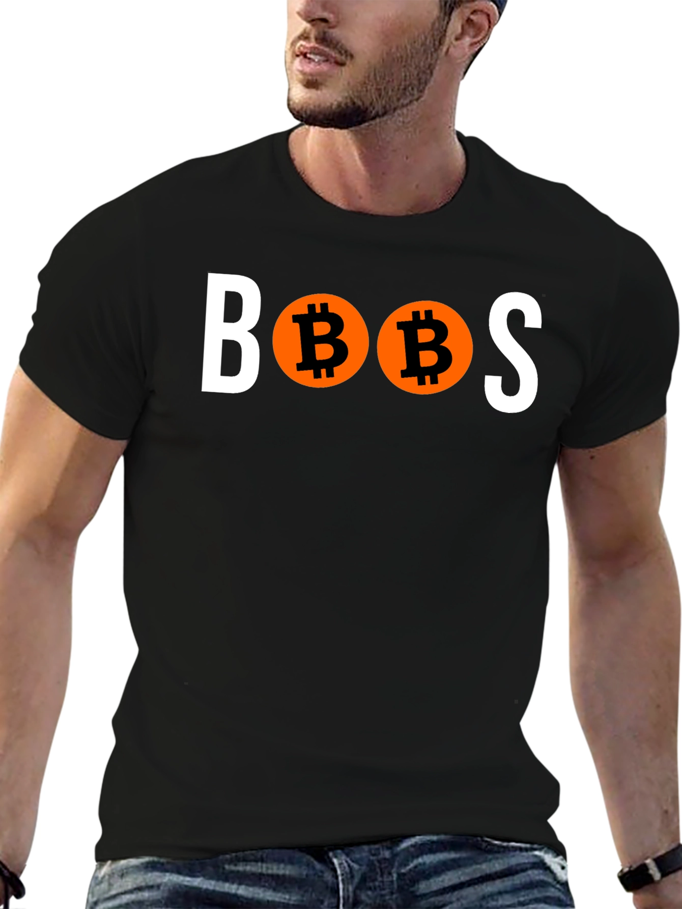 Black Bitcoin 'BOOBS' Graphic T-Shirt view 6