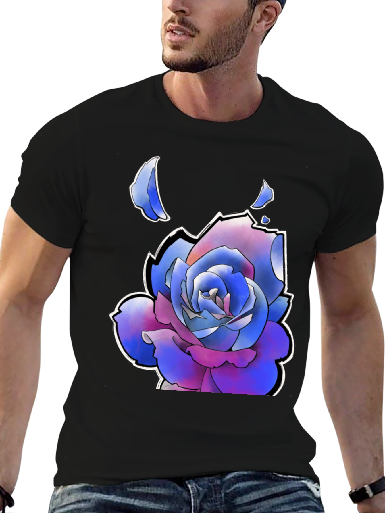 Black Rose Graphic T-Shirt - Black Casual Tee view 6