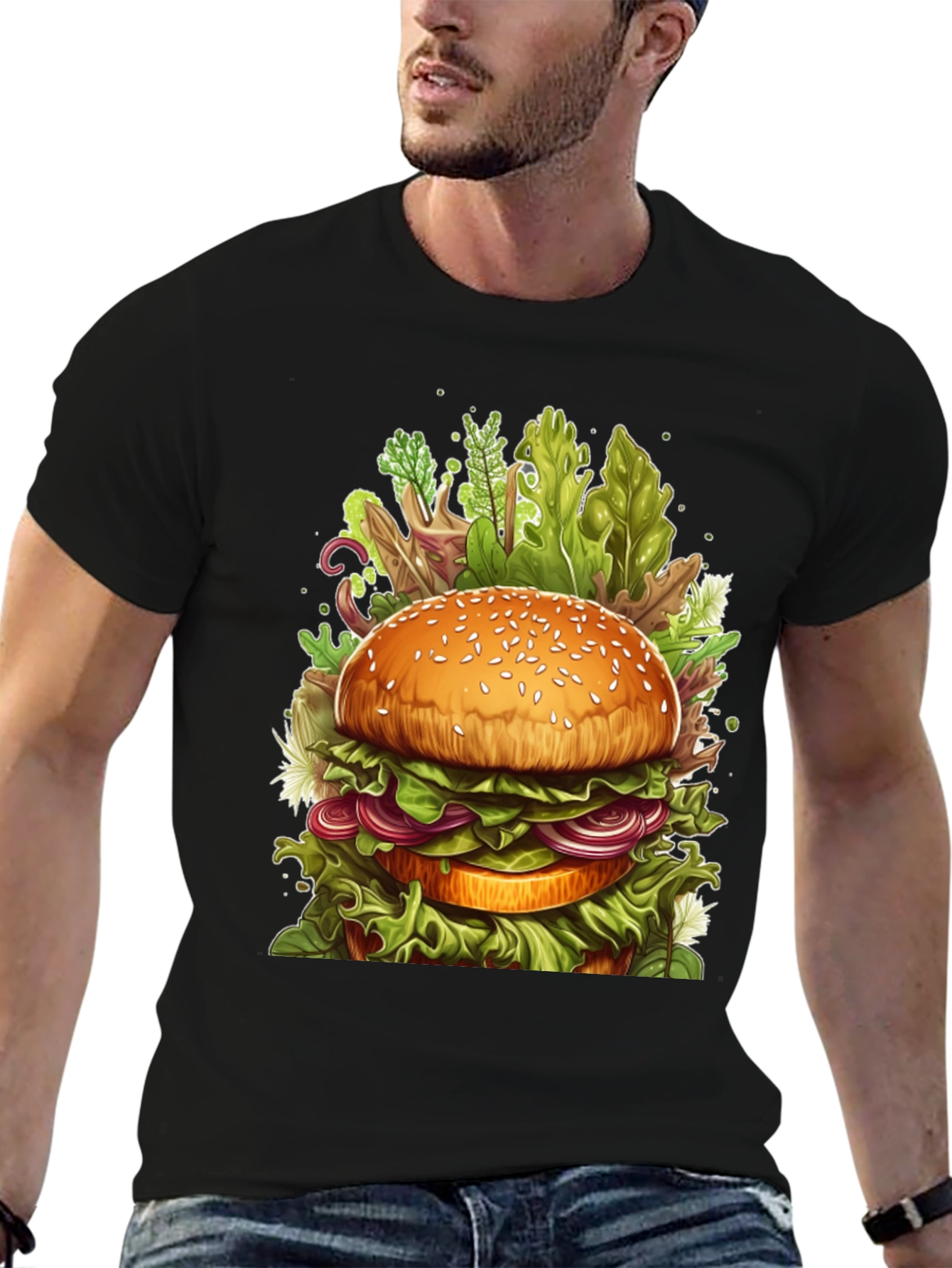 Black Burger Graphic Tee - Unique Foodie Design view 6